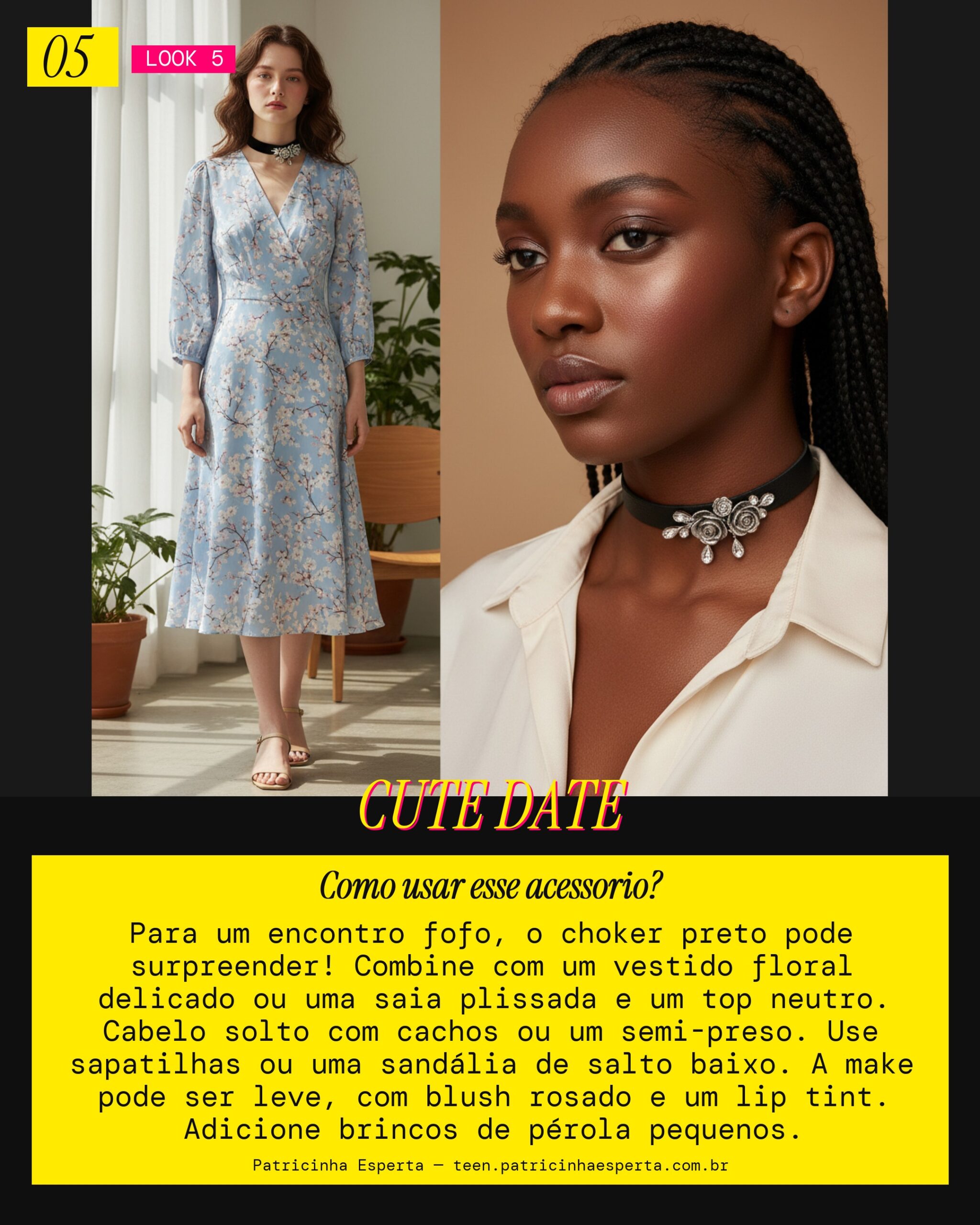 Look 5: Choker para um Encontro Fofo