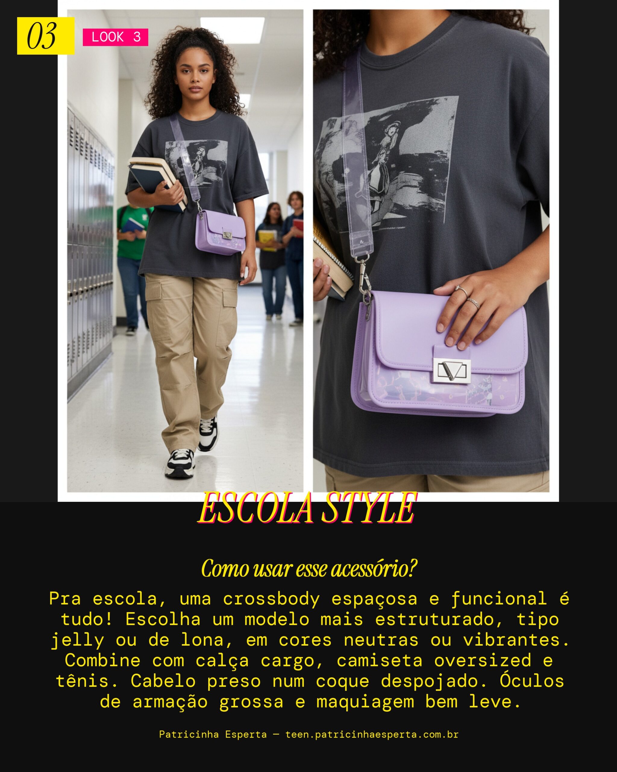 Bolsa transversal para a volta às aulas cool