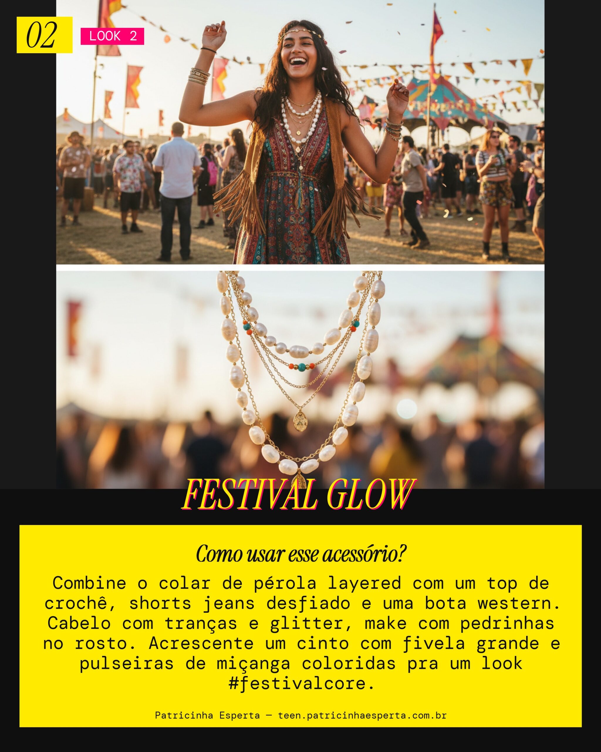 Colar de Pérola Layered: Festival Descolado