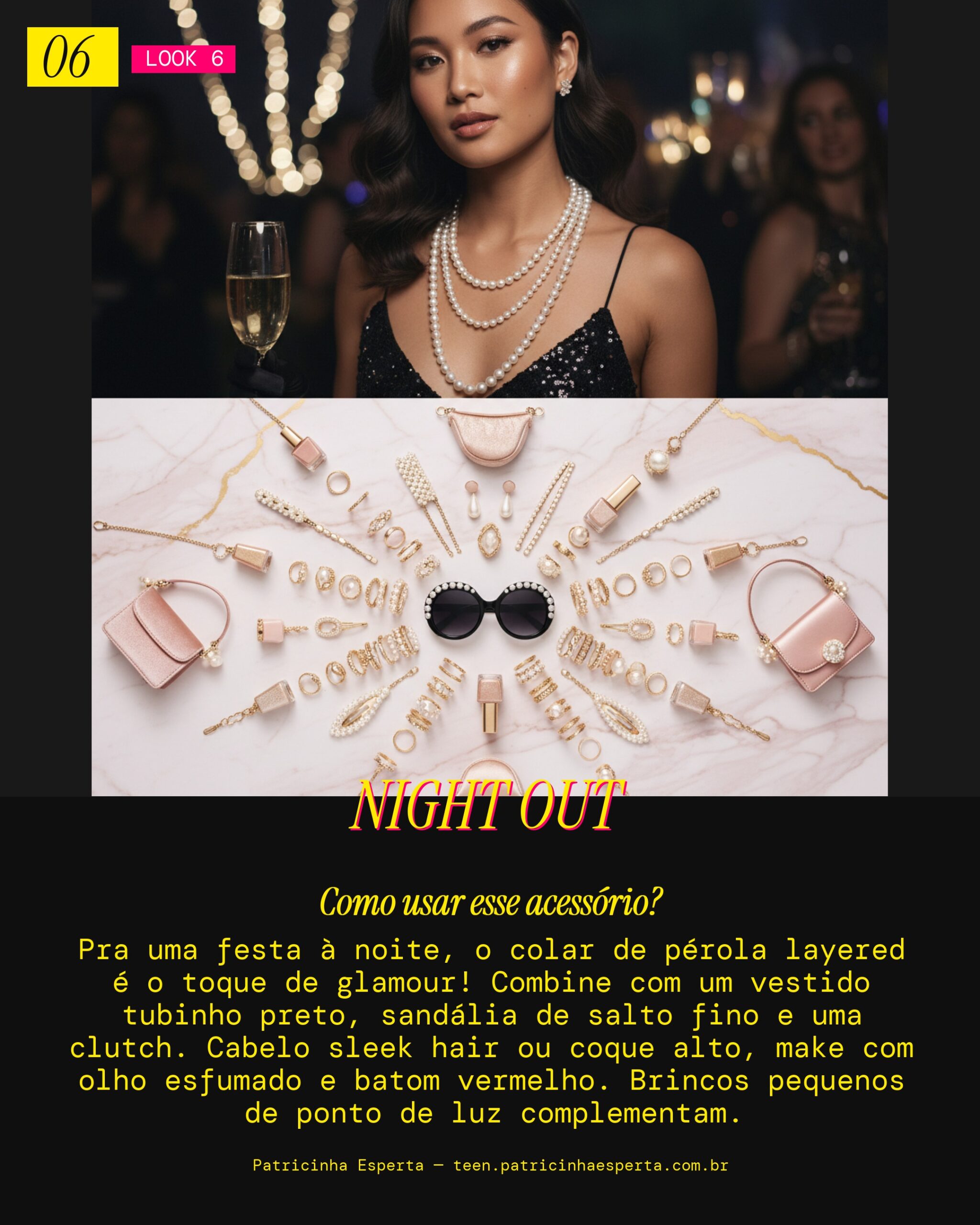 Colar de Pérola Layered: Festa Noturna Glam