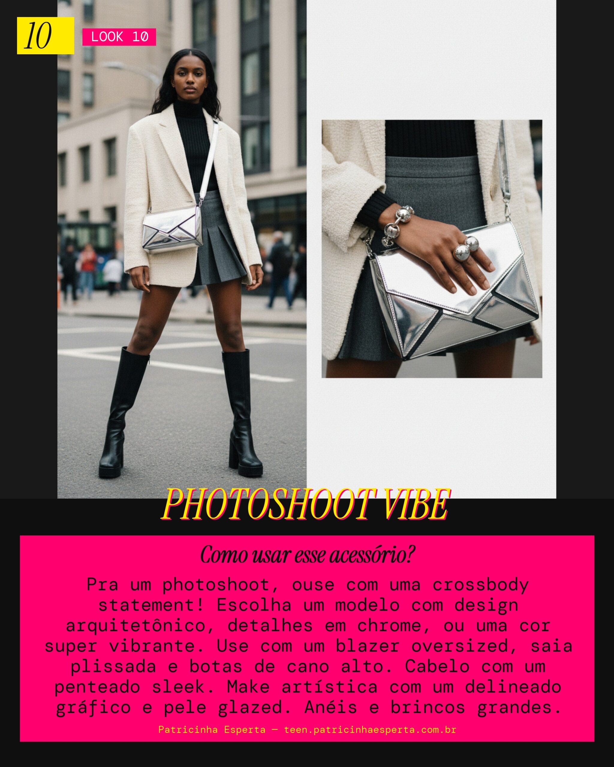 Bolsa transversal para a sessão de fotos fashion