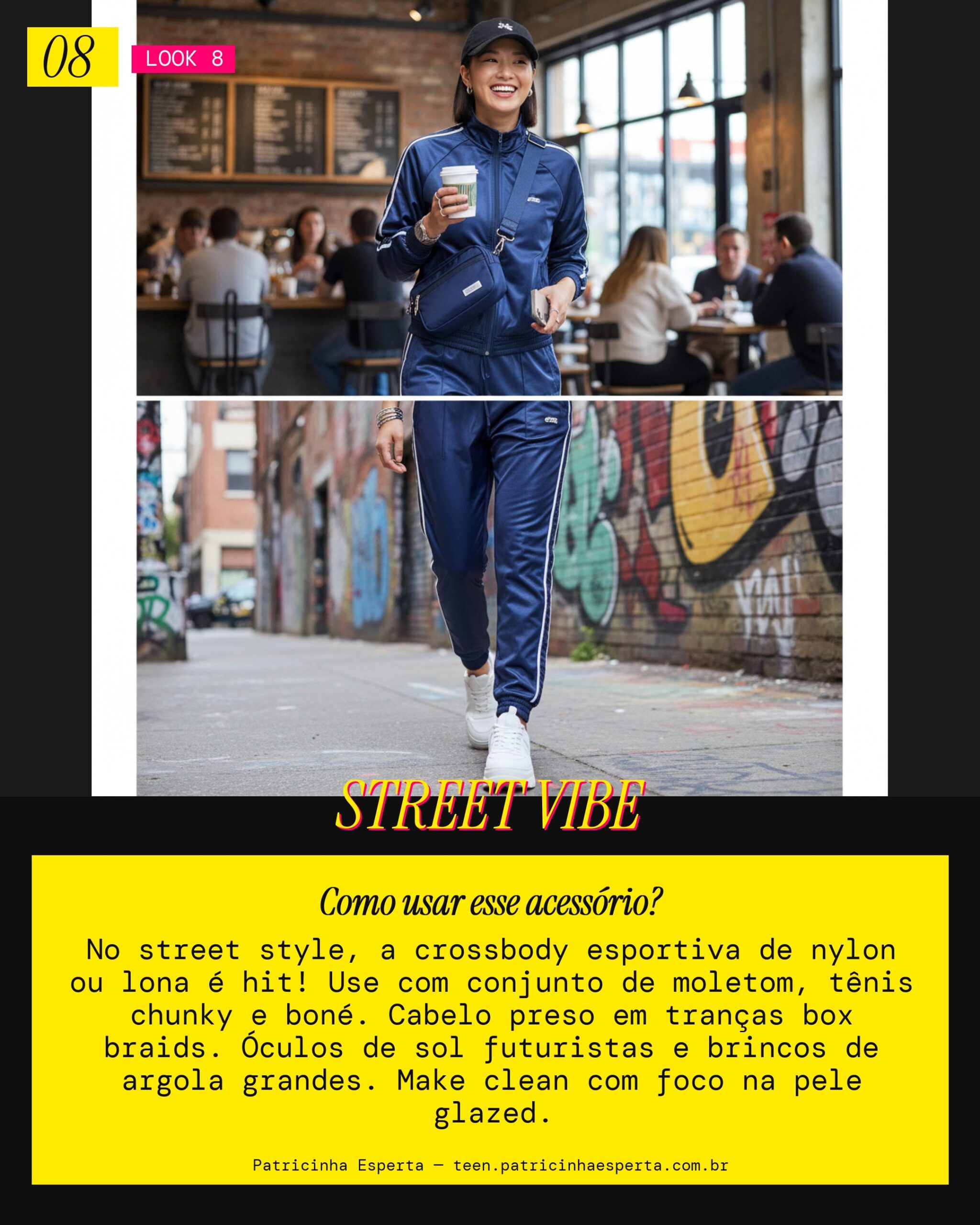 Bolsa transversal para o street style urbano