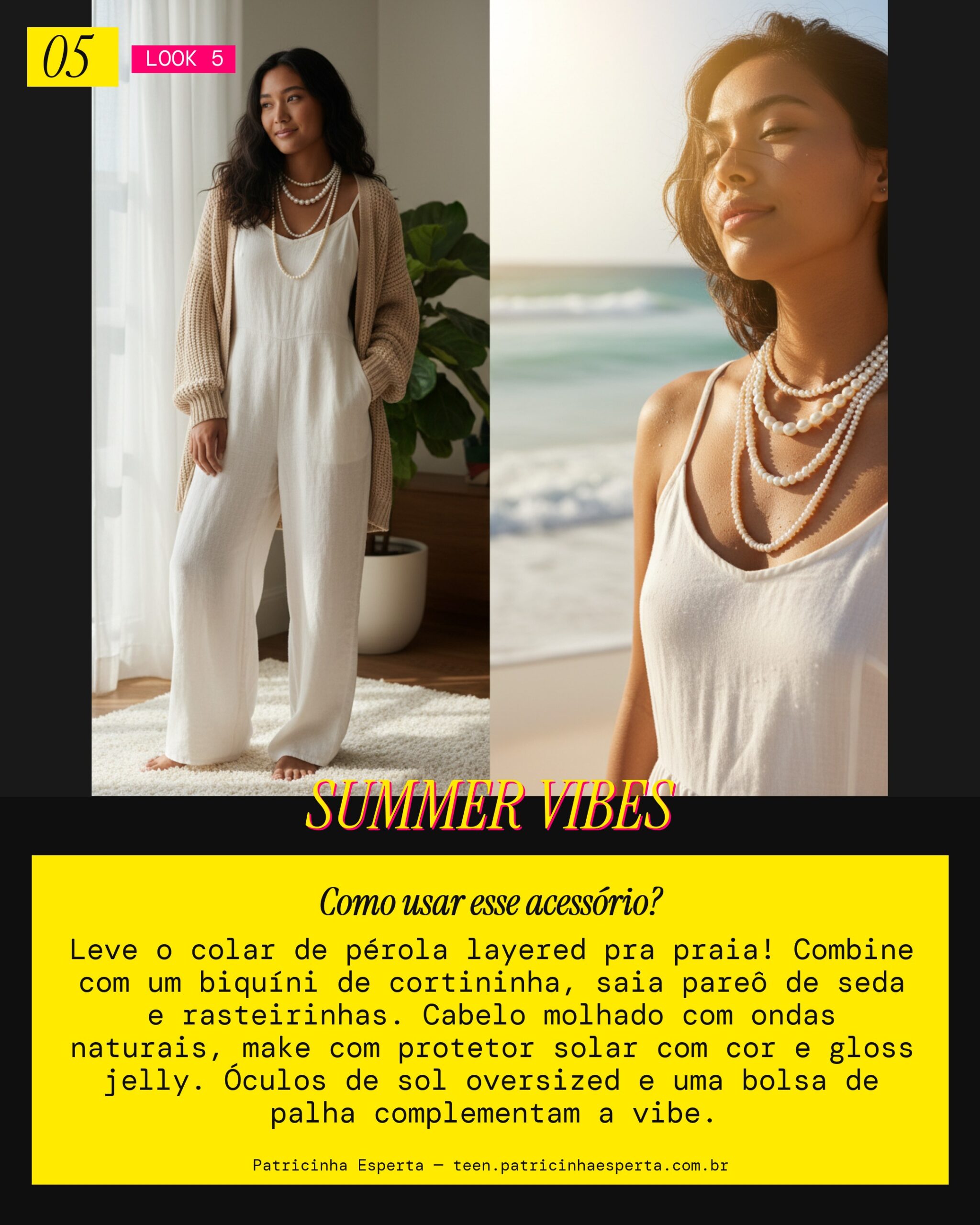 Colar de Pérola Layered: Praia Verão Cool