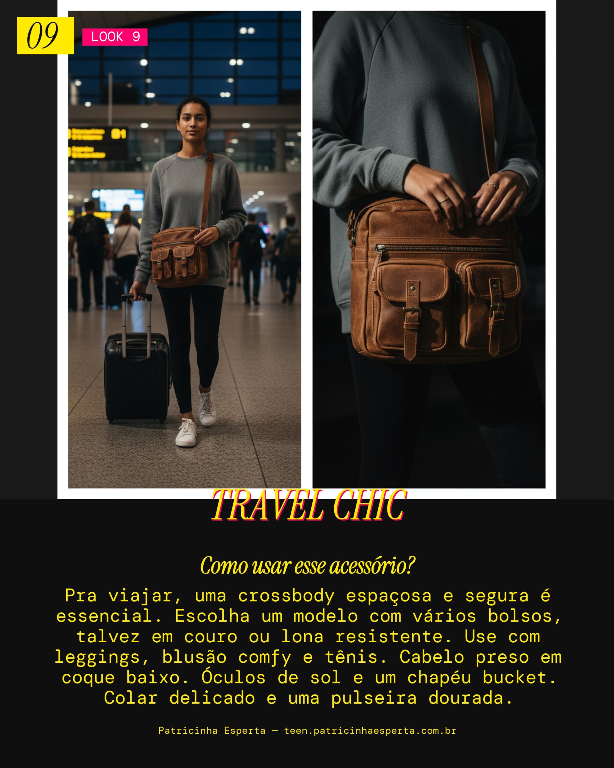 Bolsa transversal para a viagem confortável