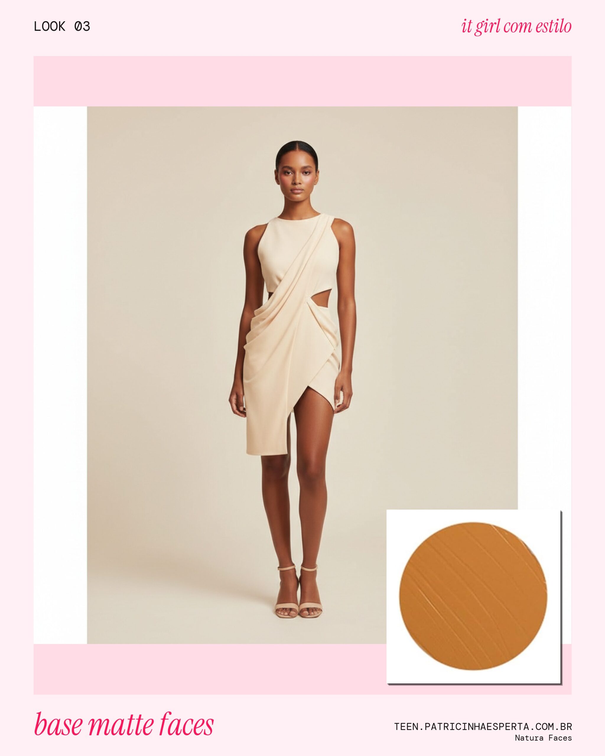 Natura Faces Base Líquida Alta Cobertura Efeito Matte Cor Médio 24