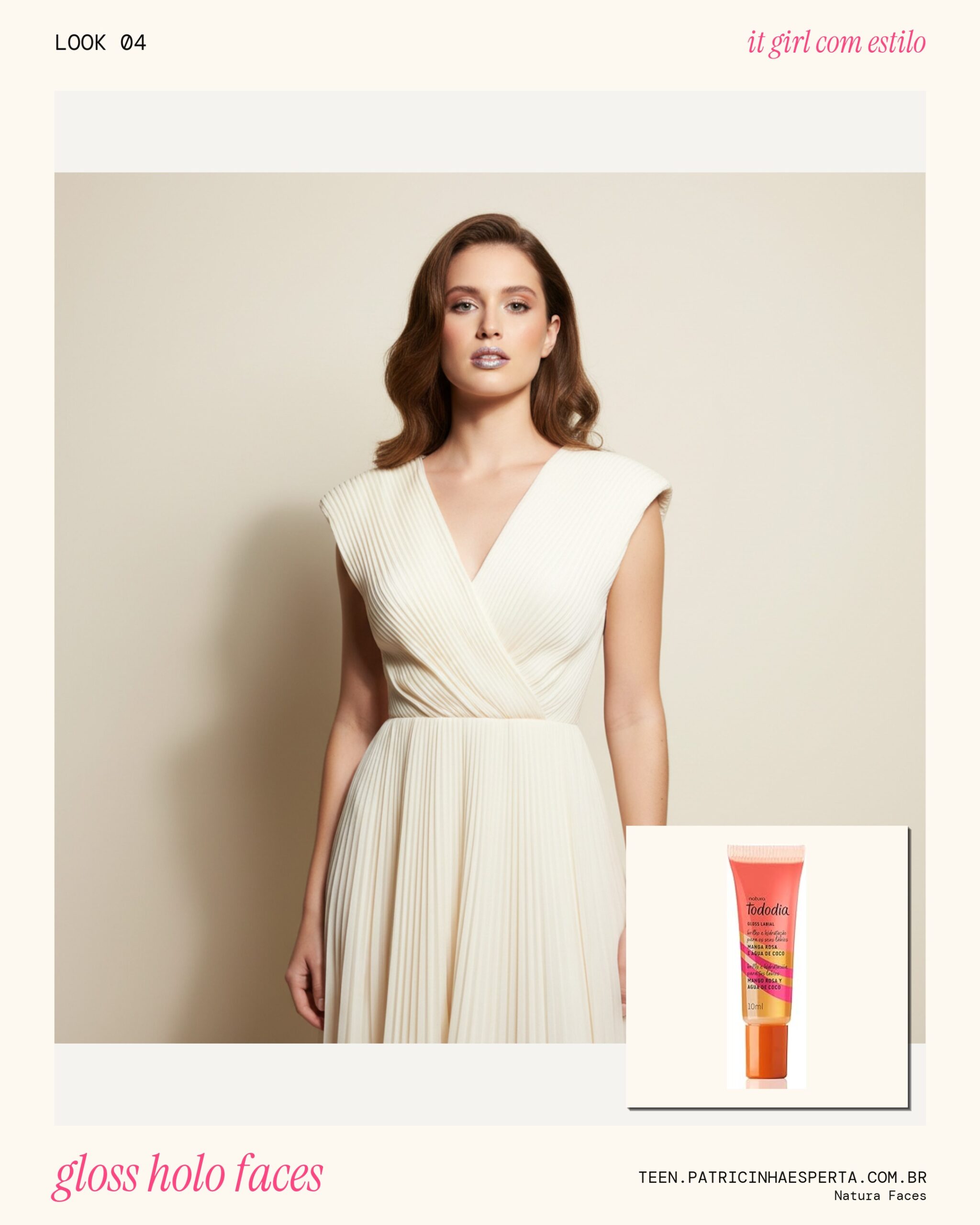 Natura Faces Gloss Labial Brilho Holográfico Rosa Cristal