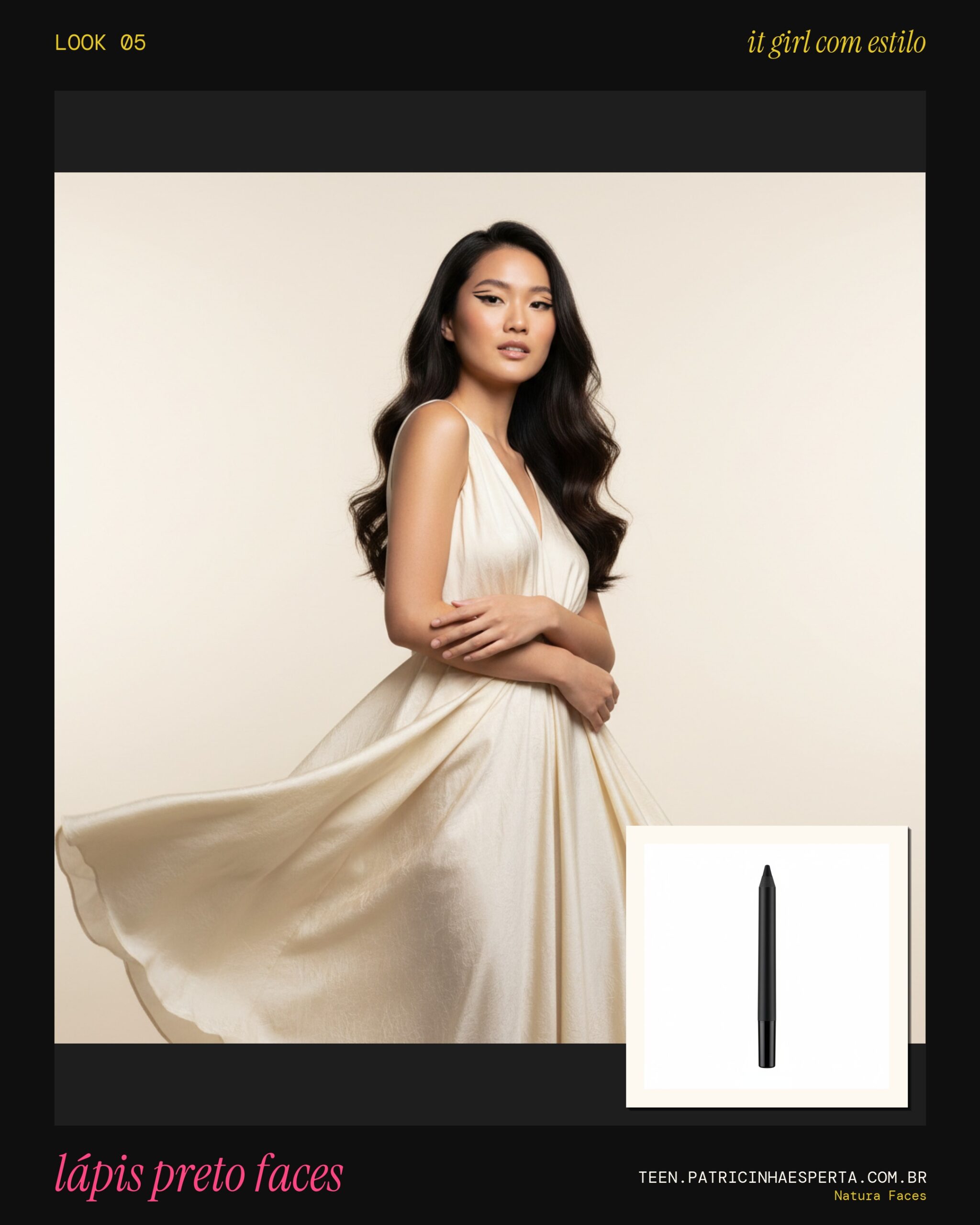 Natura Faces Lápis Delineador para Olhos Preto Intenso