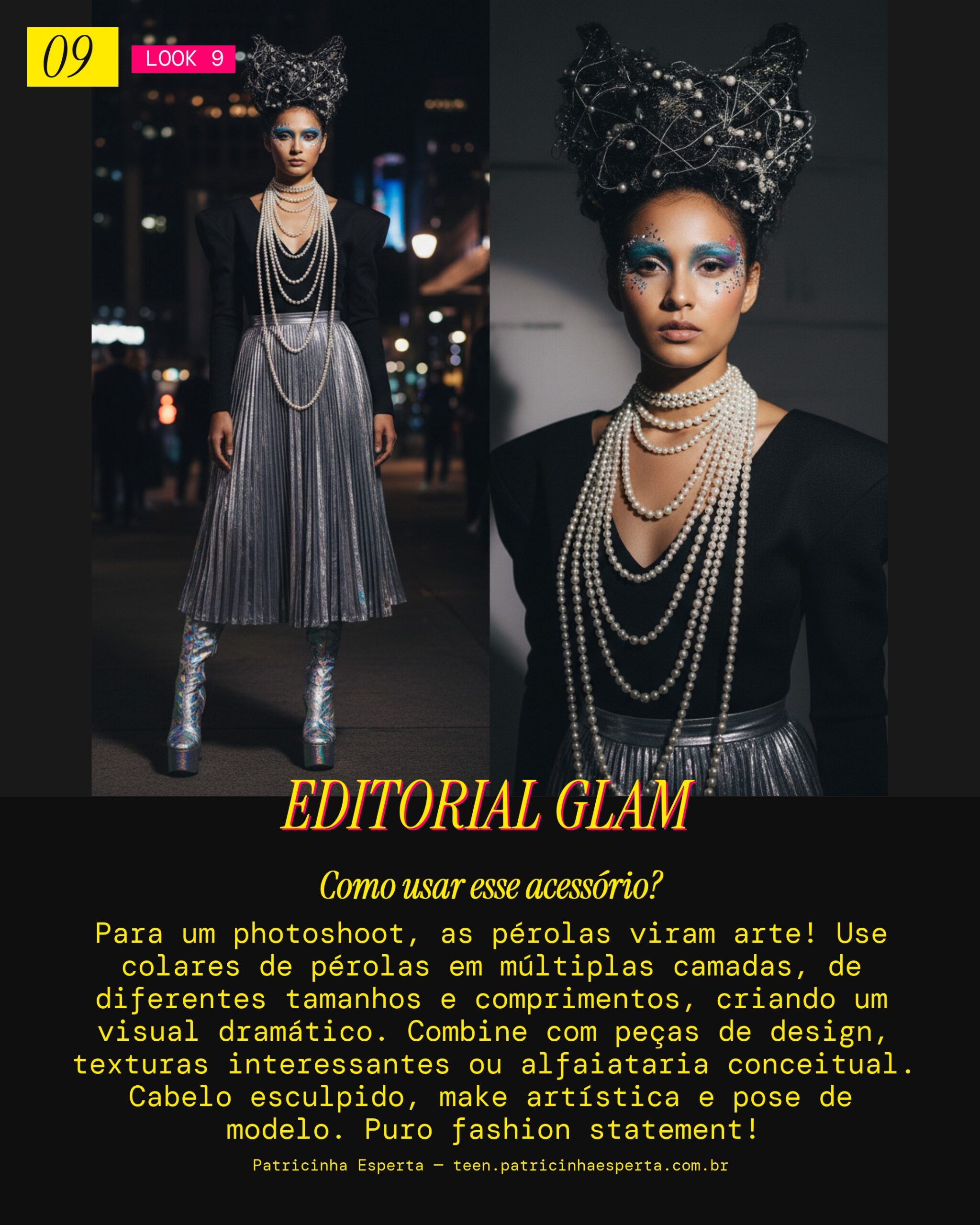 Look 9: Pérolas no Editorial Fashionista