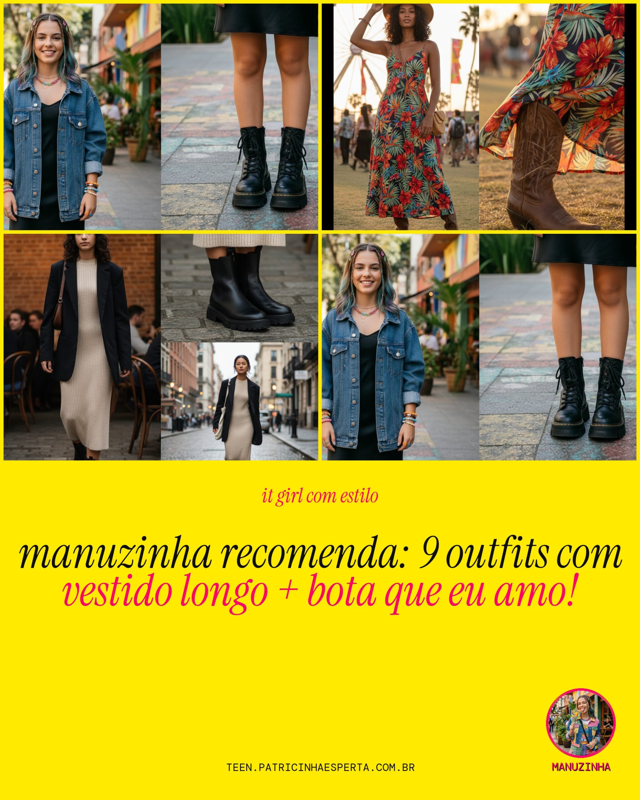 vestido longo com bota