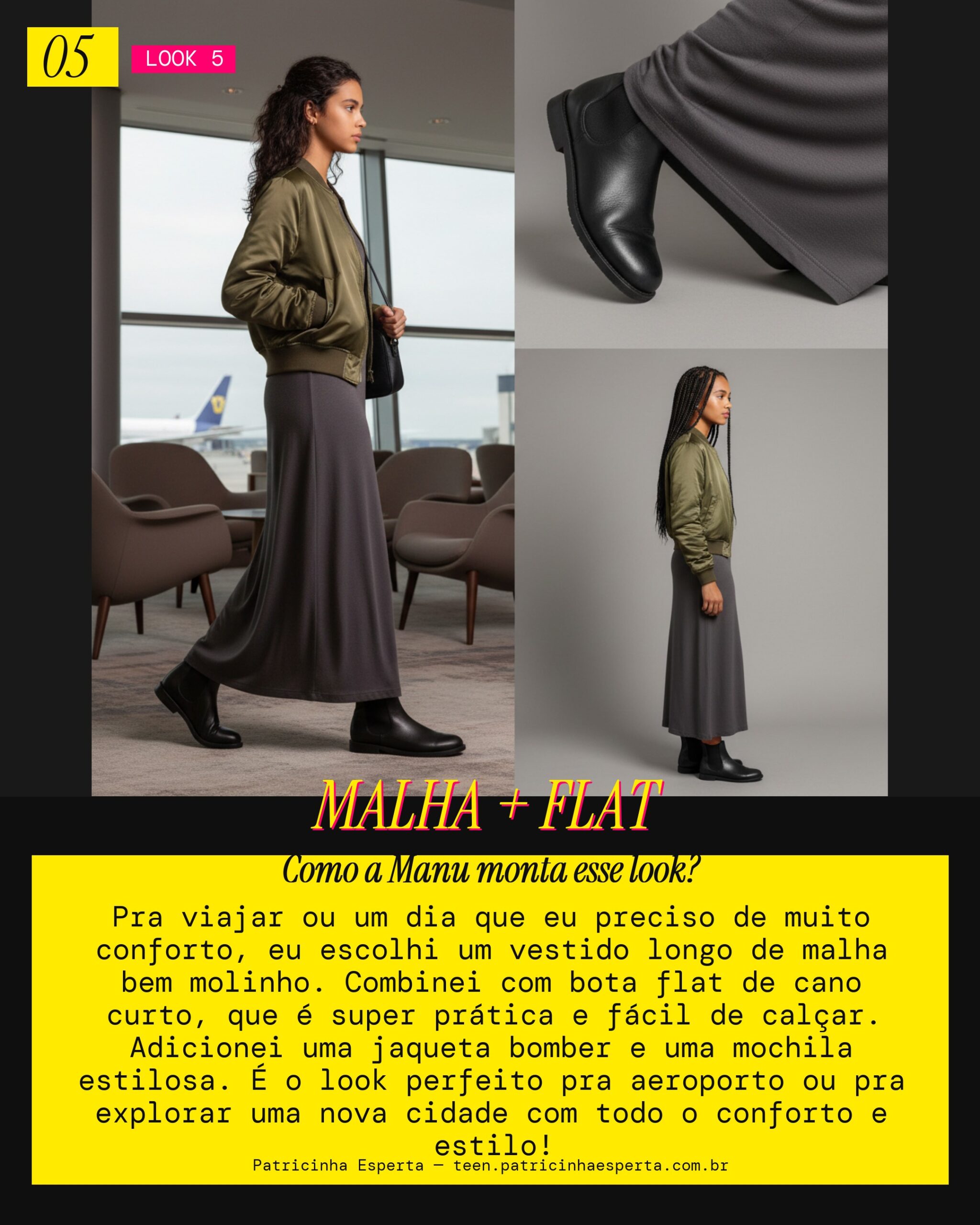 MANU RECOMENDA: Vestido de Malha e Bota Flat pra Viagem Confortável