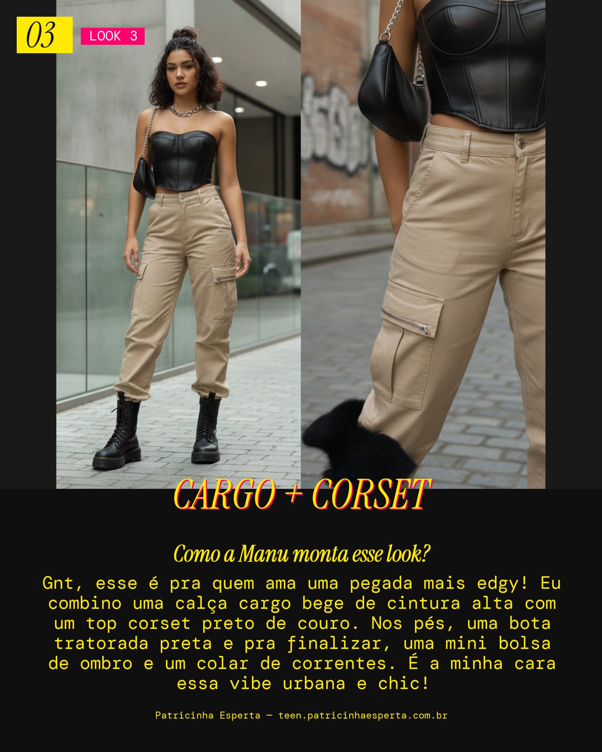 MANU RECOMENDA: Calça Cargo e Top Corset pra um Shopping com Atitude
