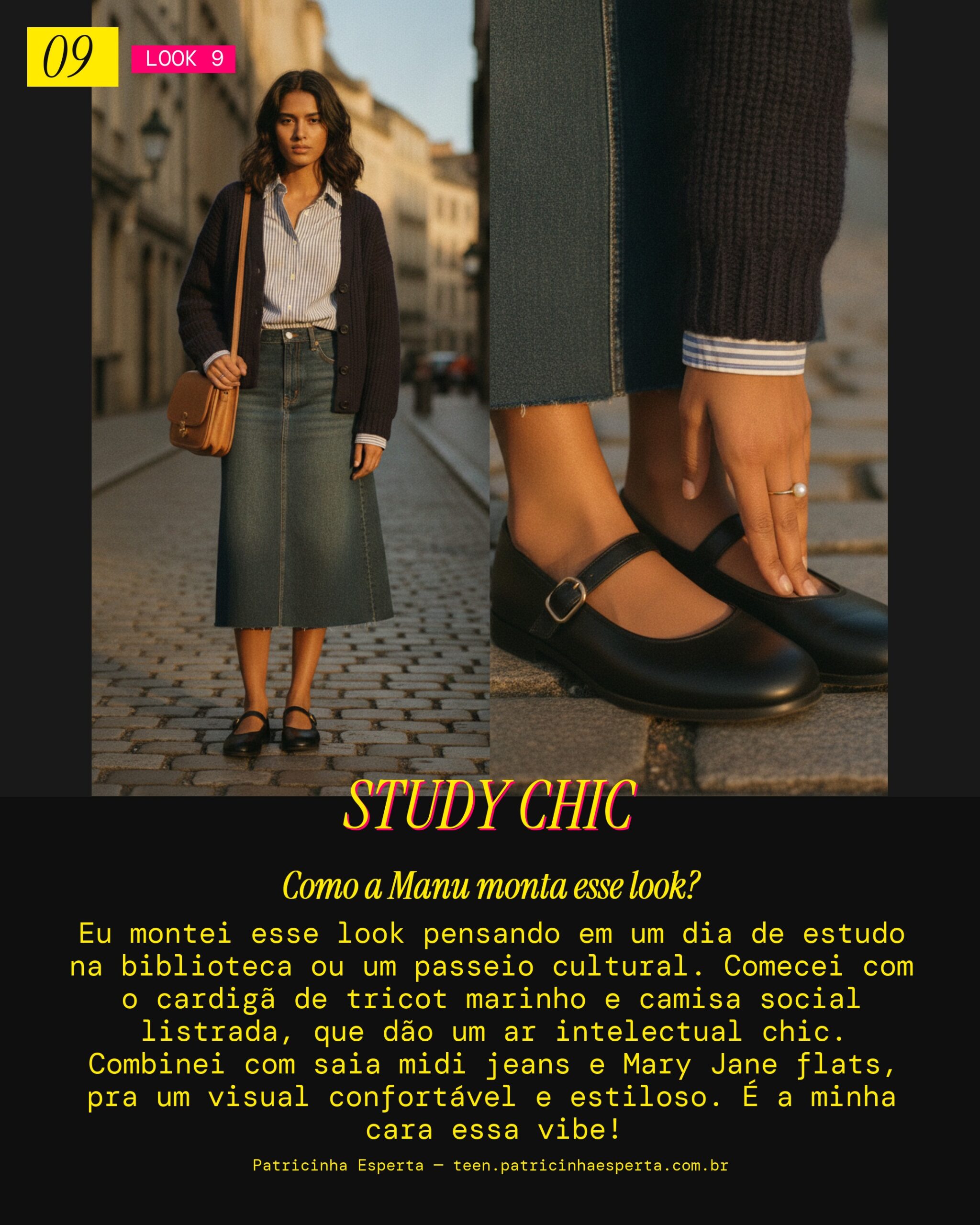 MANU RECOMENDA: Cardigã e Saia Midi pra Biblioteca
