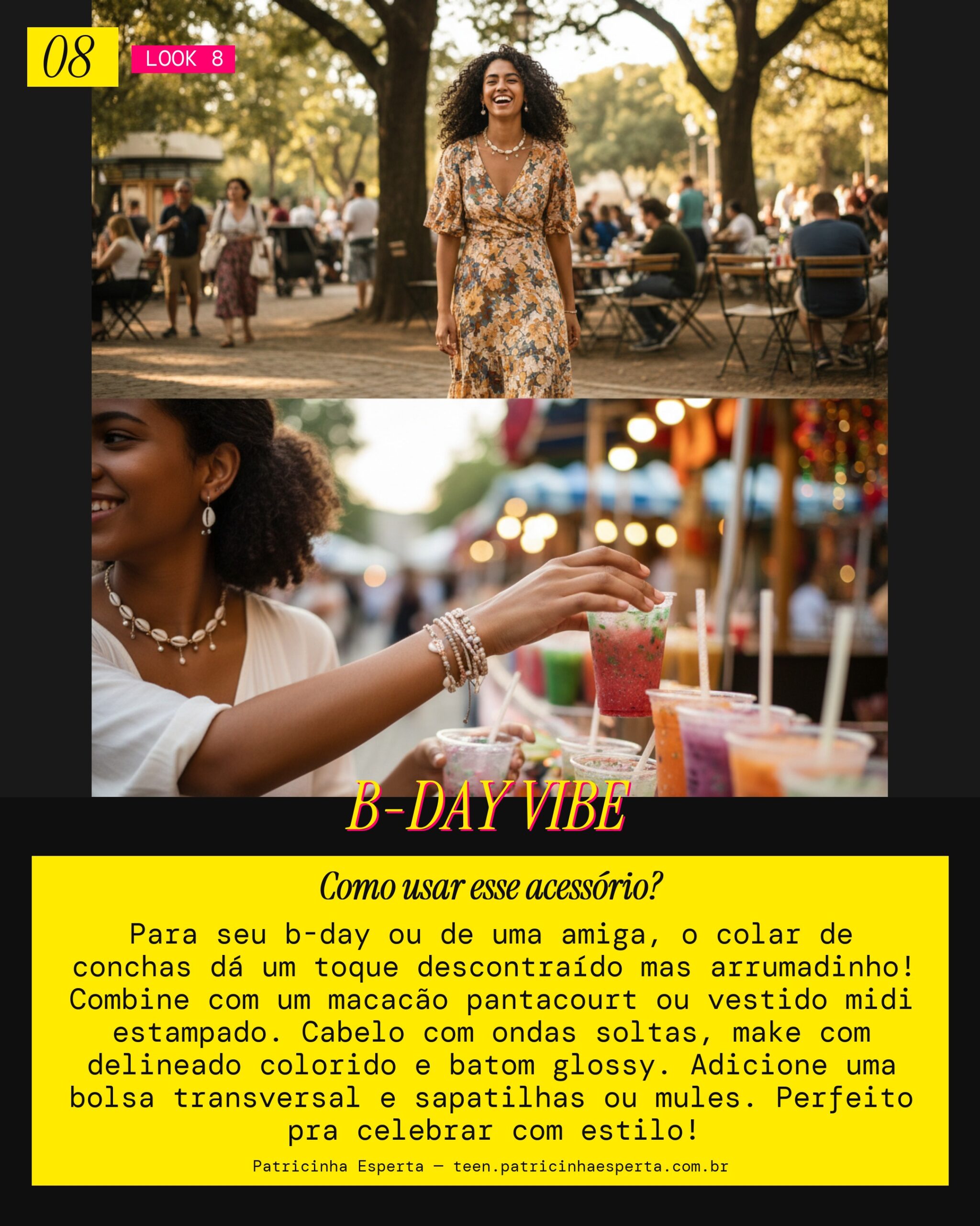 Look 8: Colar de Conchas Boho Aniversário com Amigas