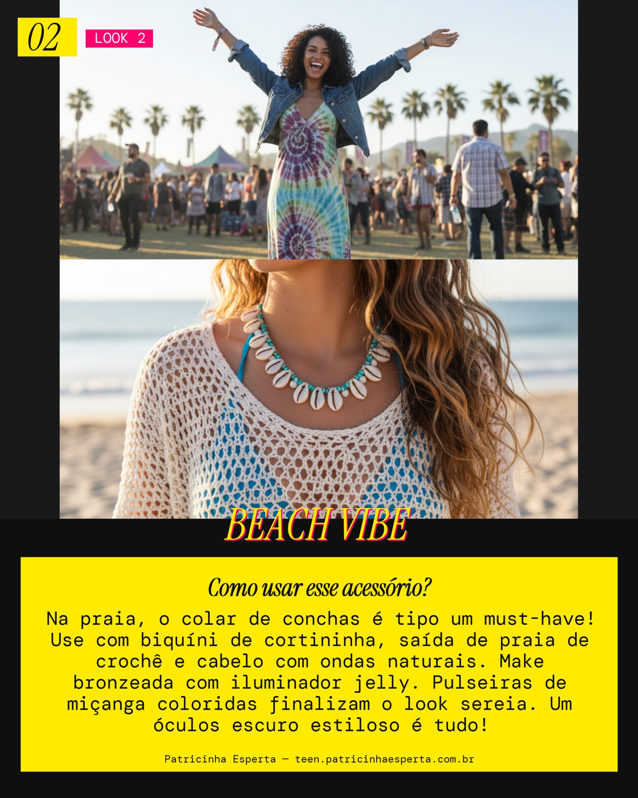Look 2: Colar de Conchas Boho Praia Sereia Core