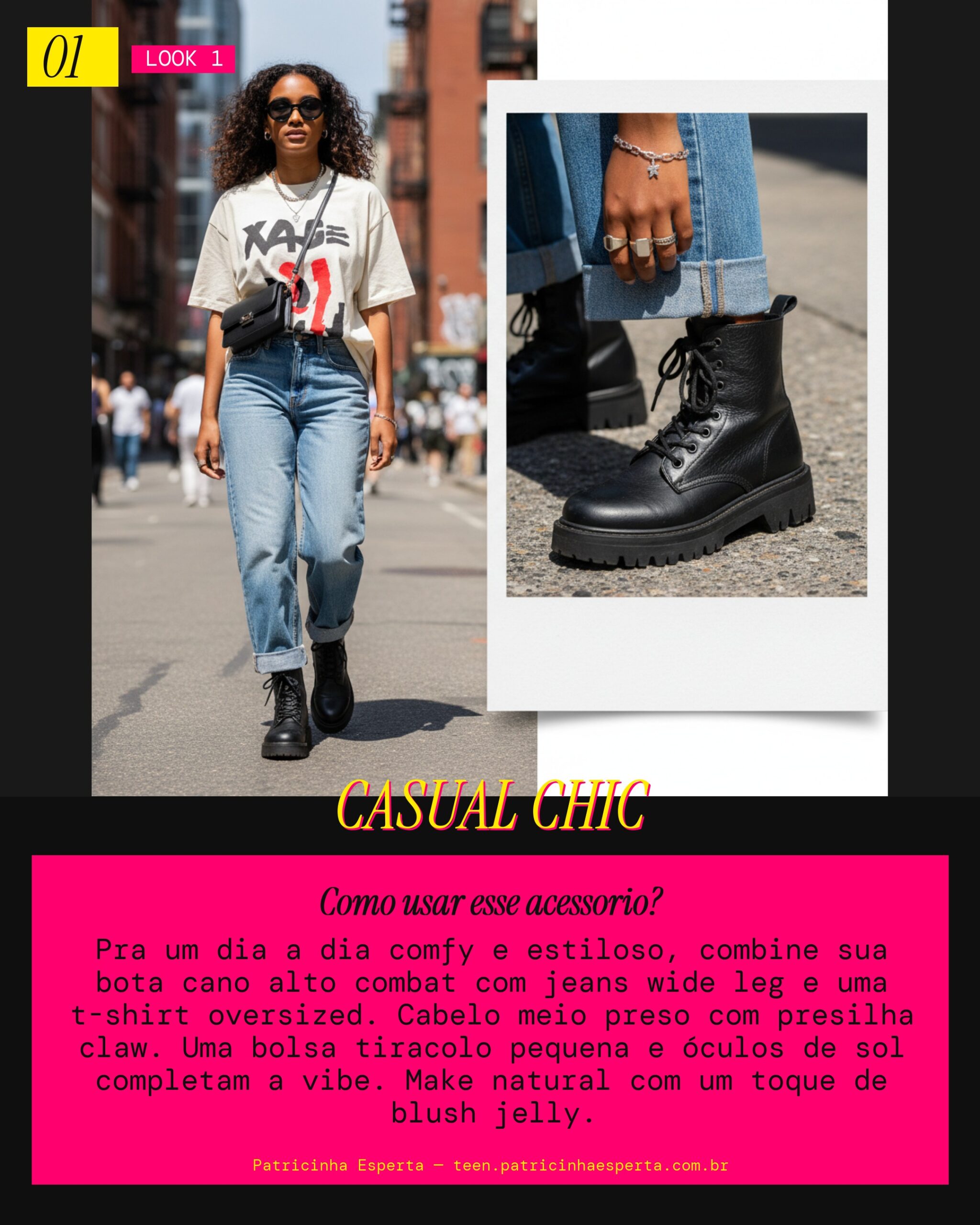 Look 1: Bota Combat Dia a Dia Casual