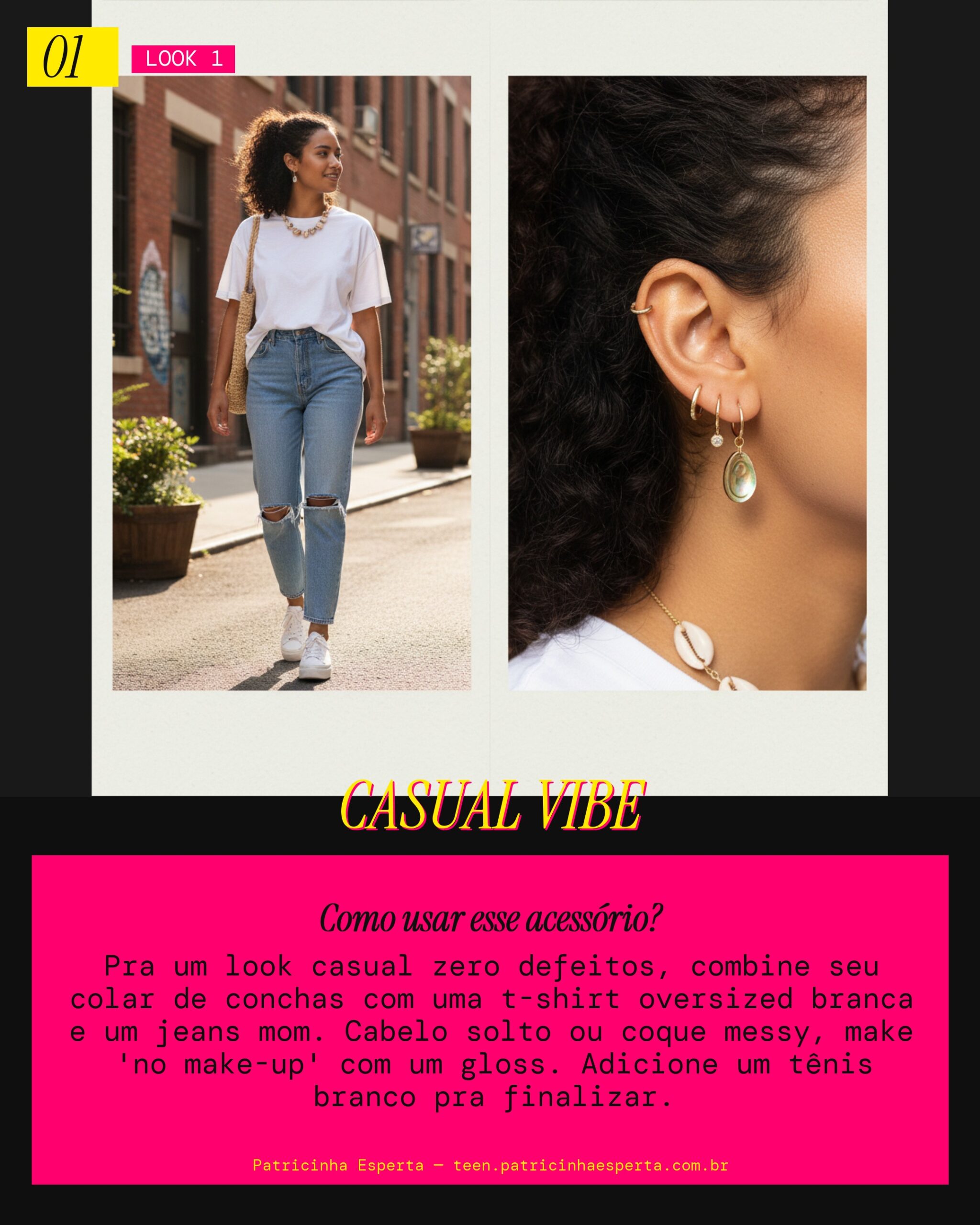 Look 1: Colar de Conchas Boho Dia a Dia Casual