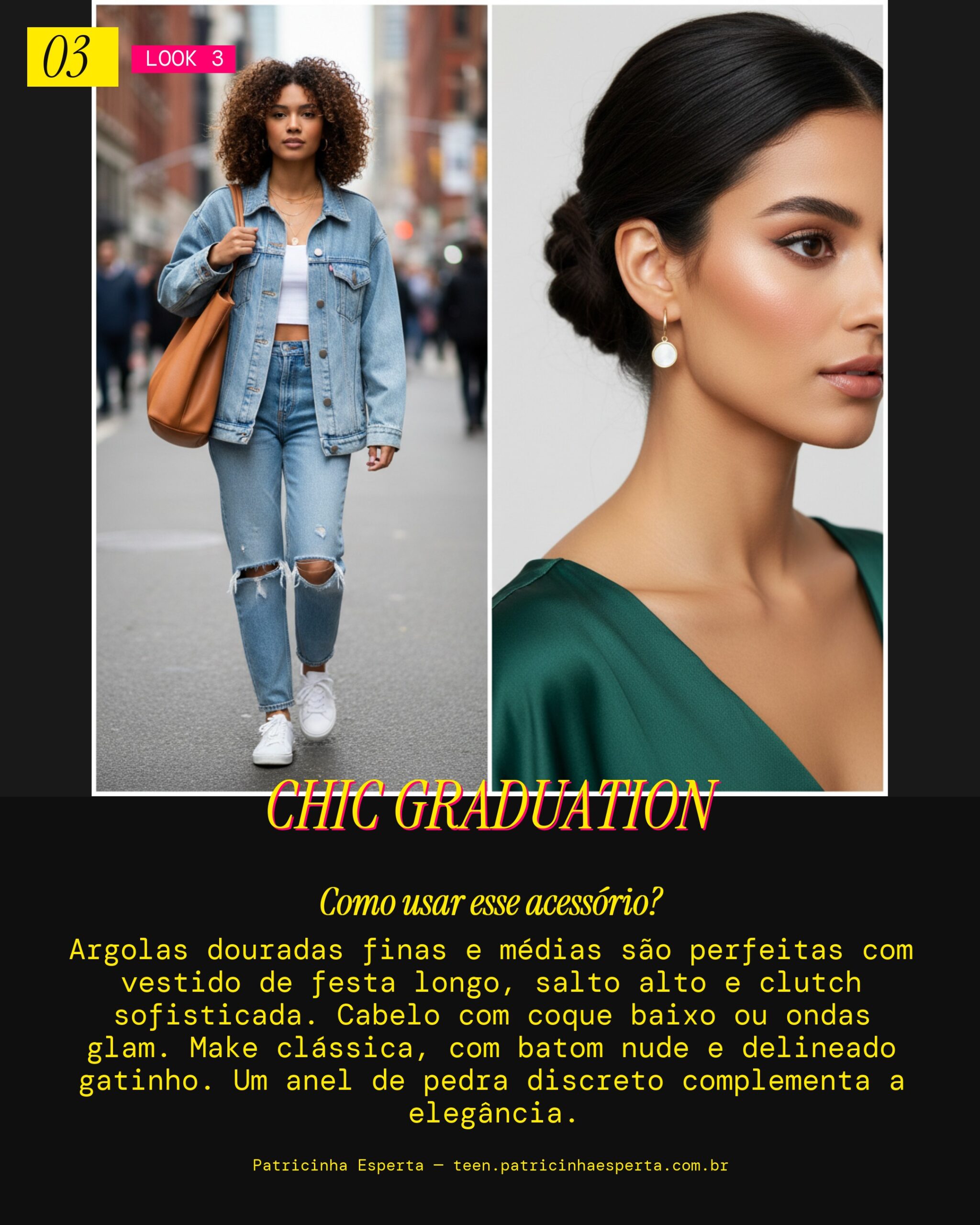 Brinco Hoop Dourado: Vibe Formatura Elegante