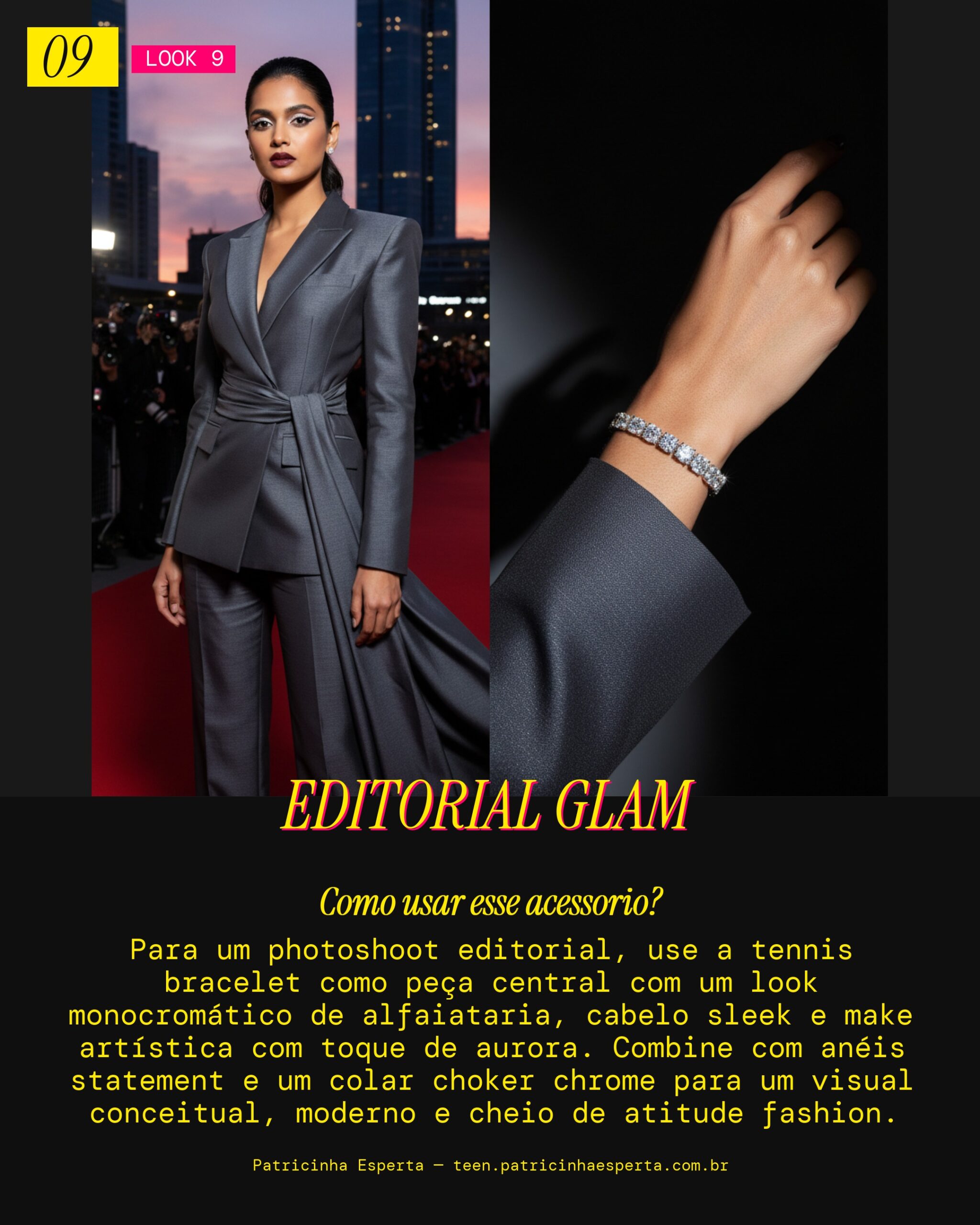 Look 9: Tennis Bracelet no Photoshoot Editorial