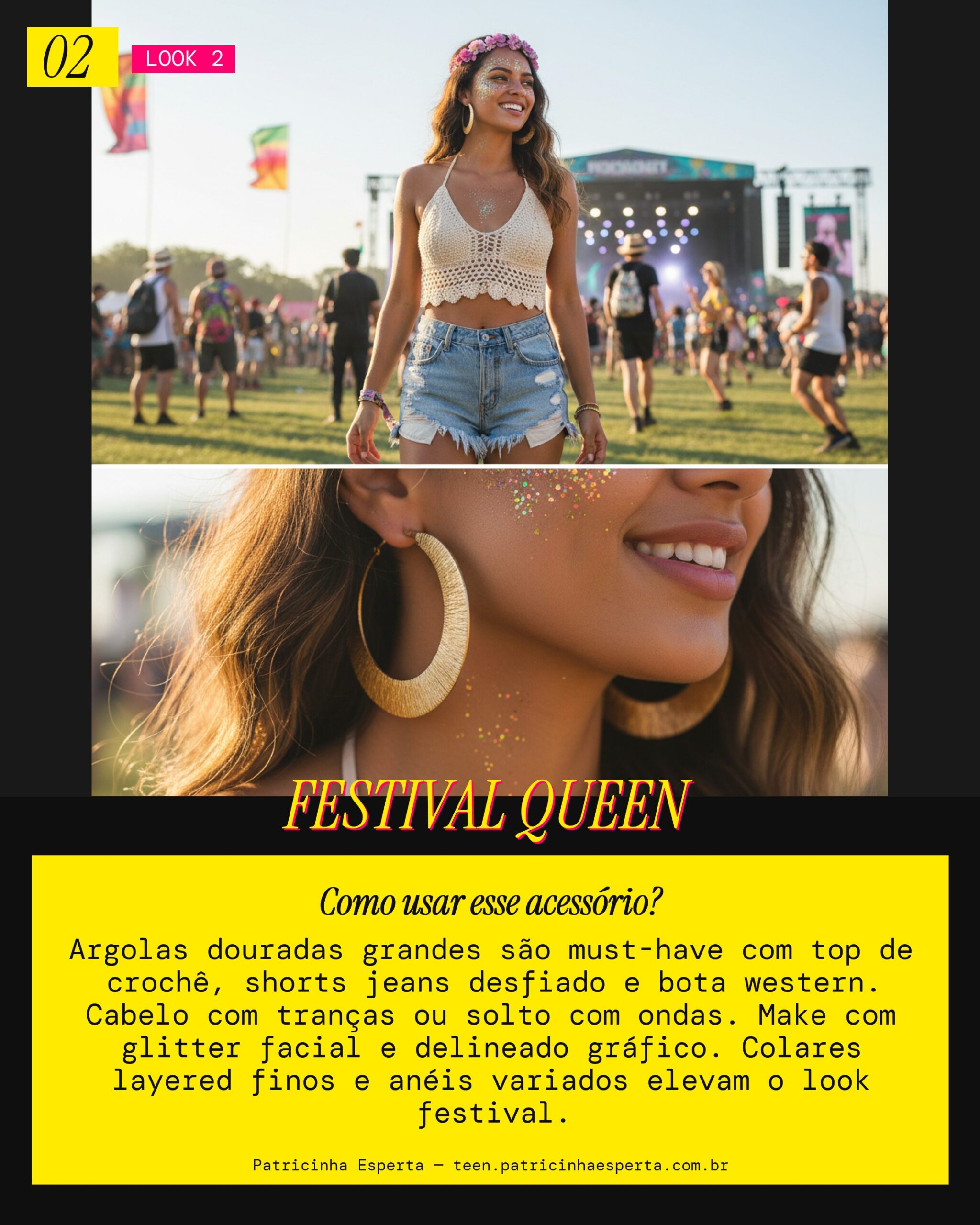Brinco Hoop Dourado: Vibe Festival Glam