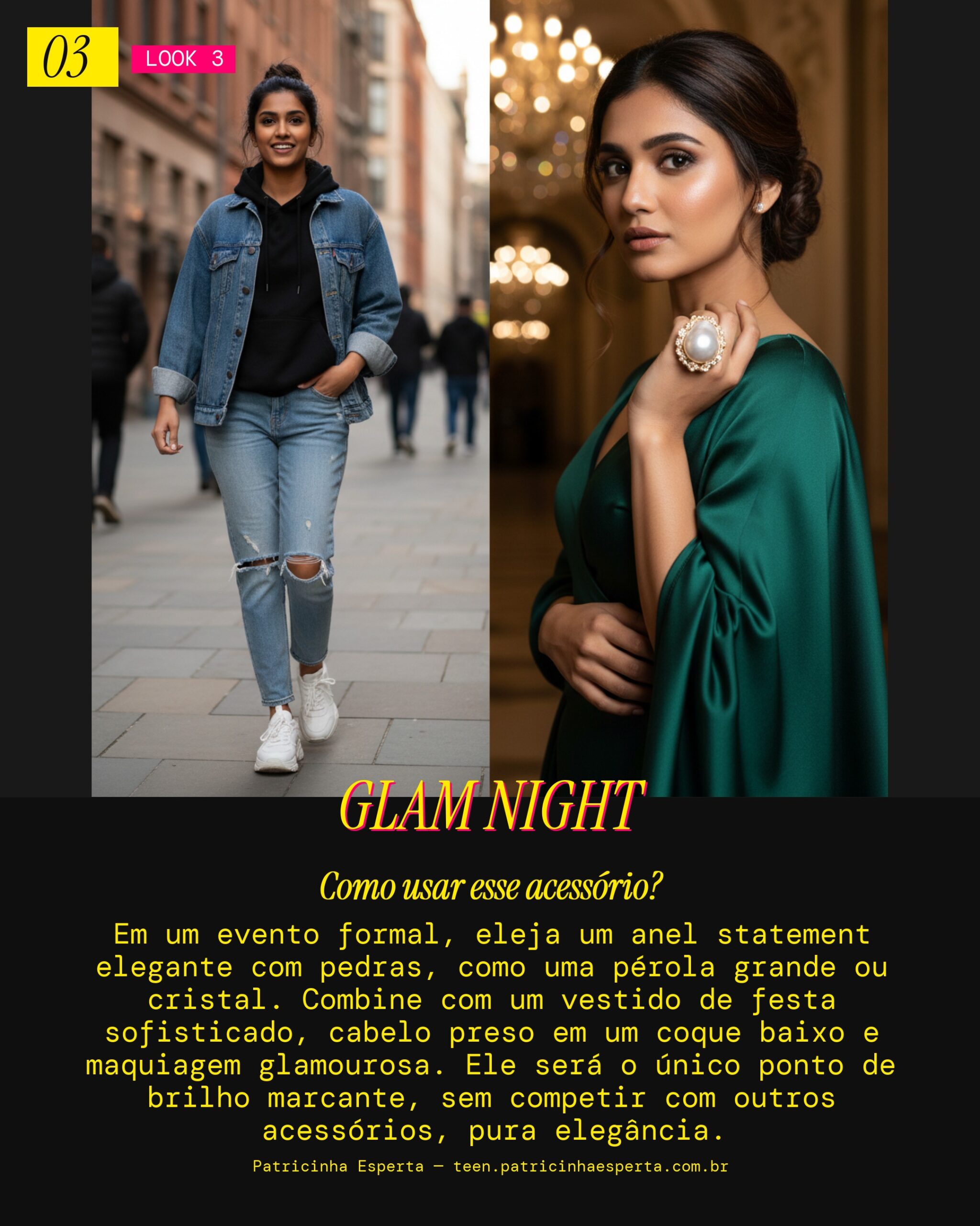 Look 3: Anel Statement Formatura Elegante