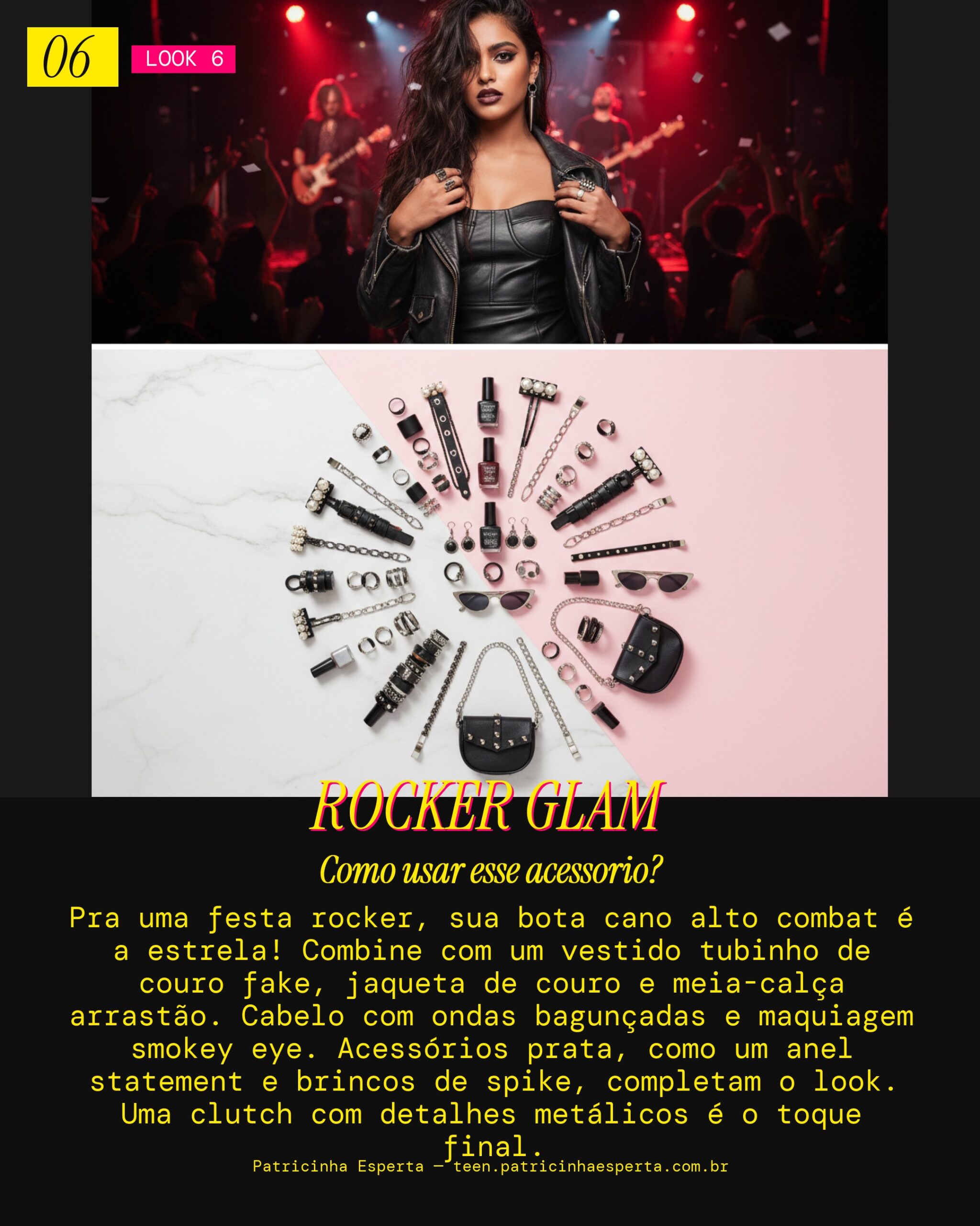 Look 6: Bota Combat Festa Temática Rocker