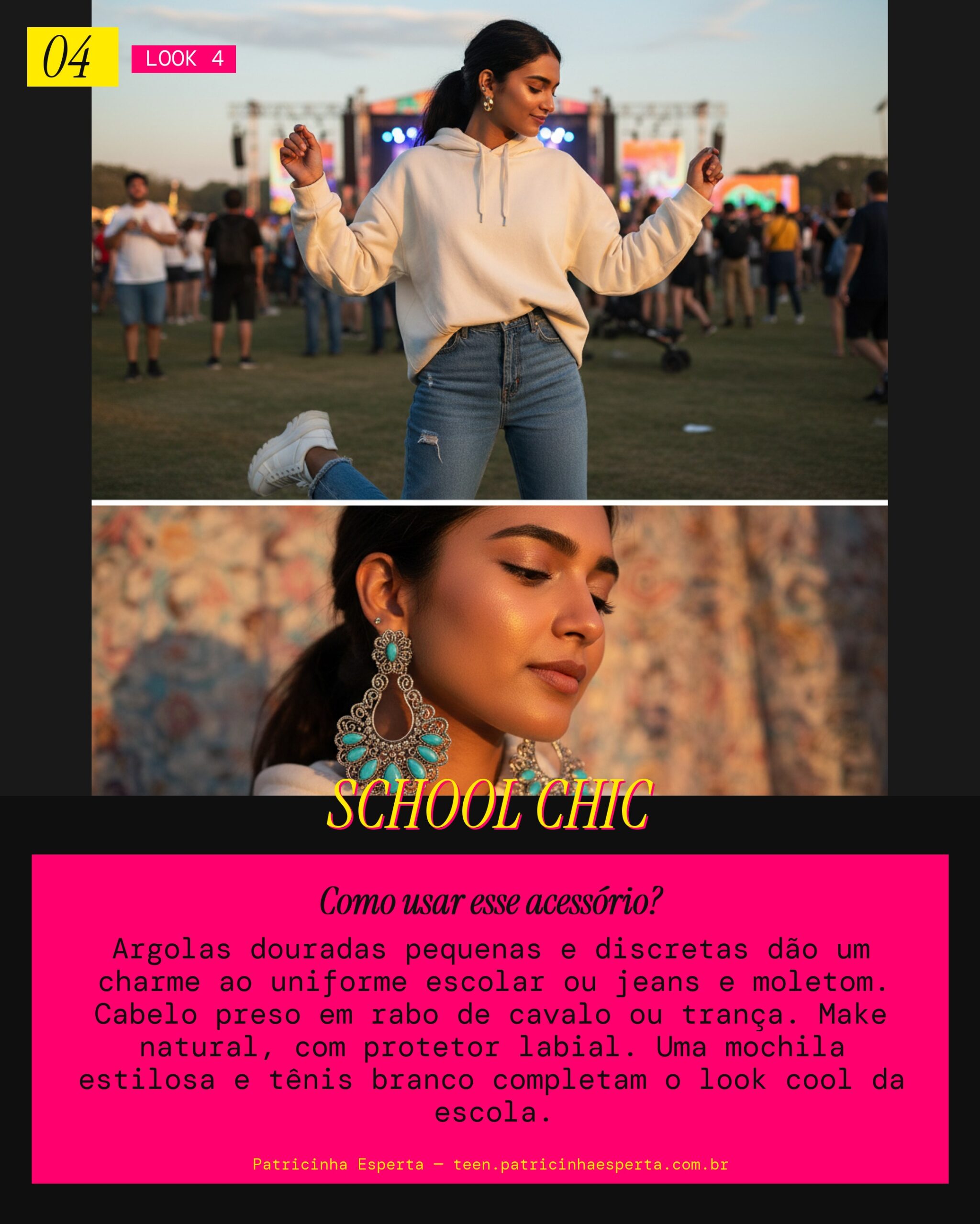 Brinco Hoop Dourado: Vibe Escola Cool