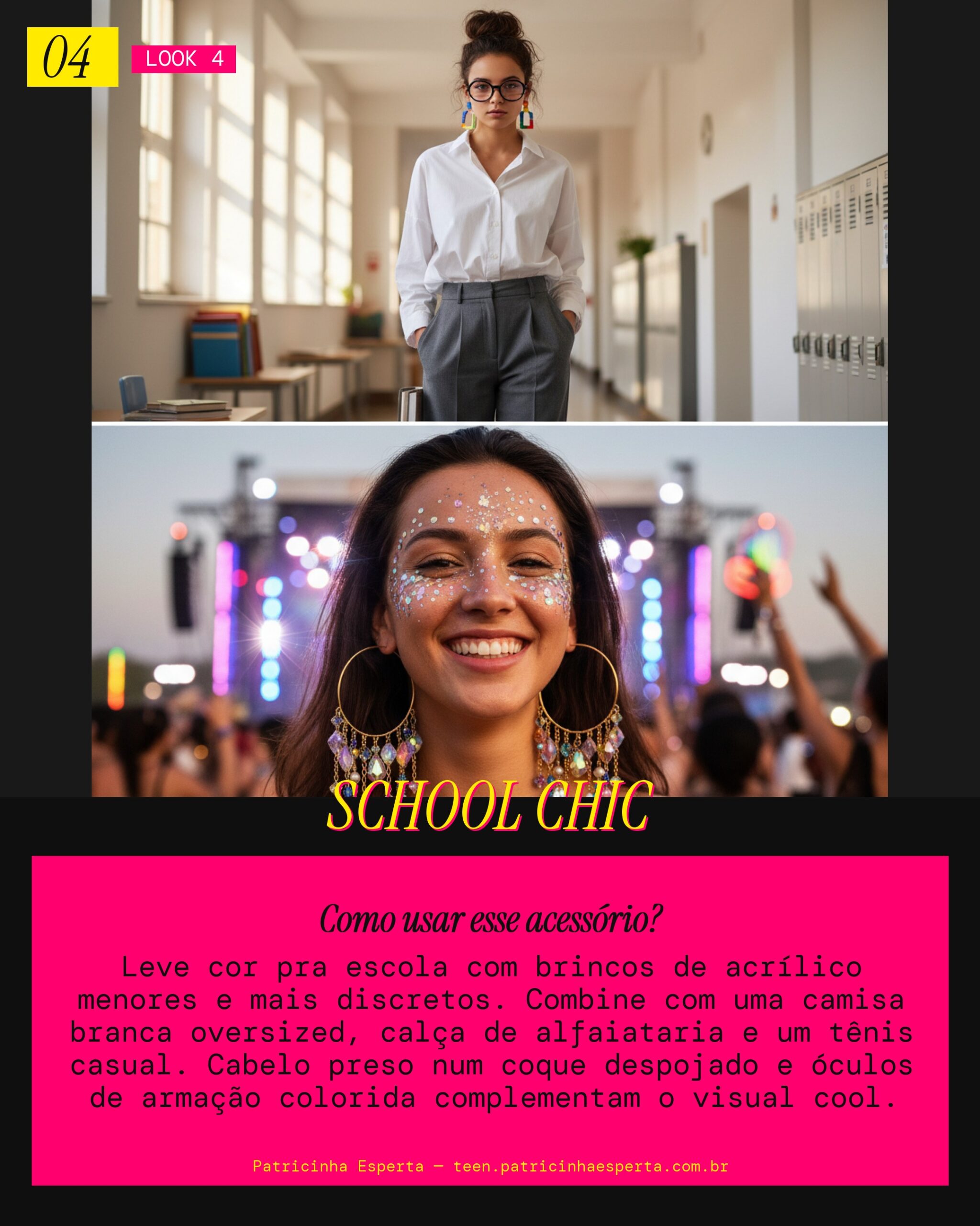 Brincos Acrílico na Escola