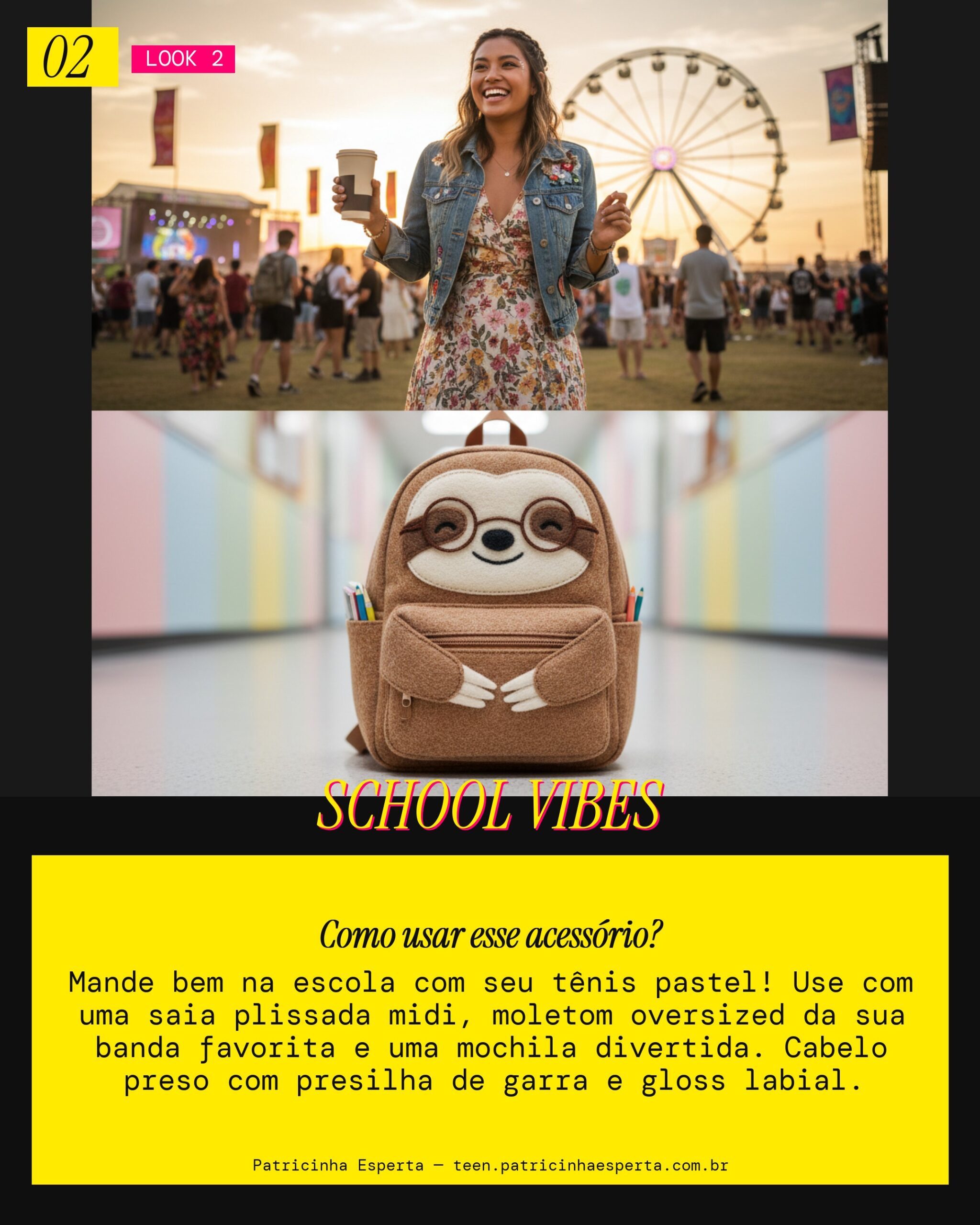 Look 2: Escola Cool com Tênis Pastel