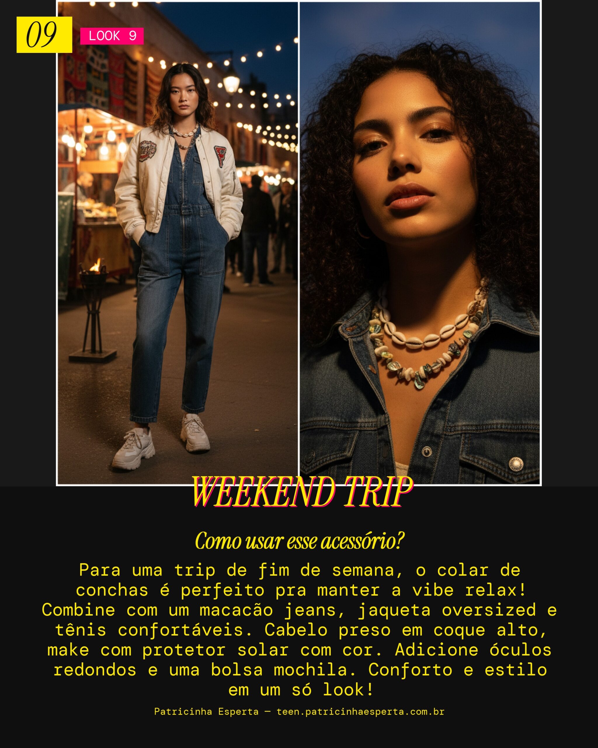 Look 9: Colar de Conchas Boho Viagem de Fim de Semana