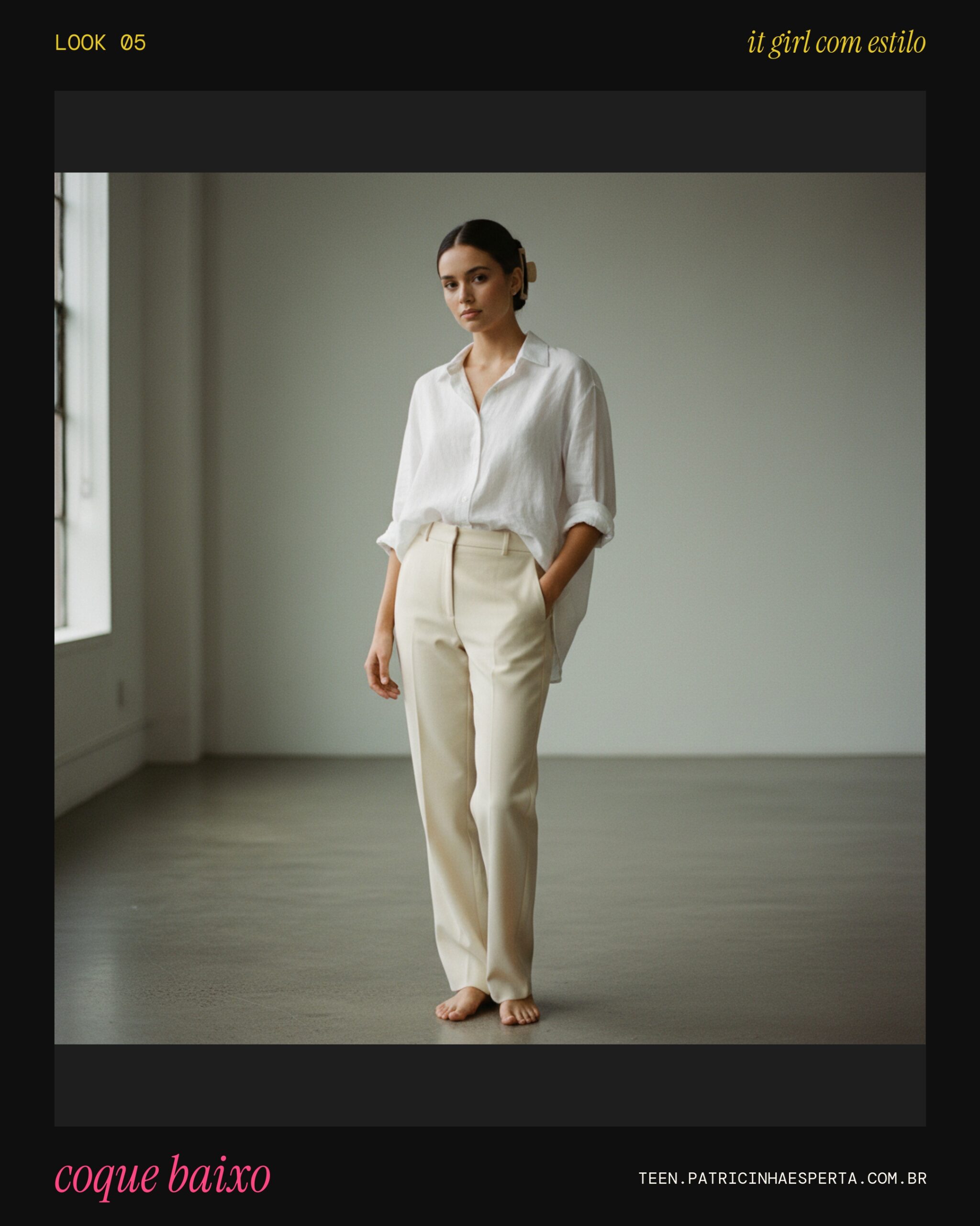 Look 5: Coque Baixo Minimalista