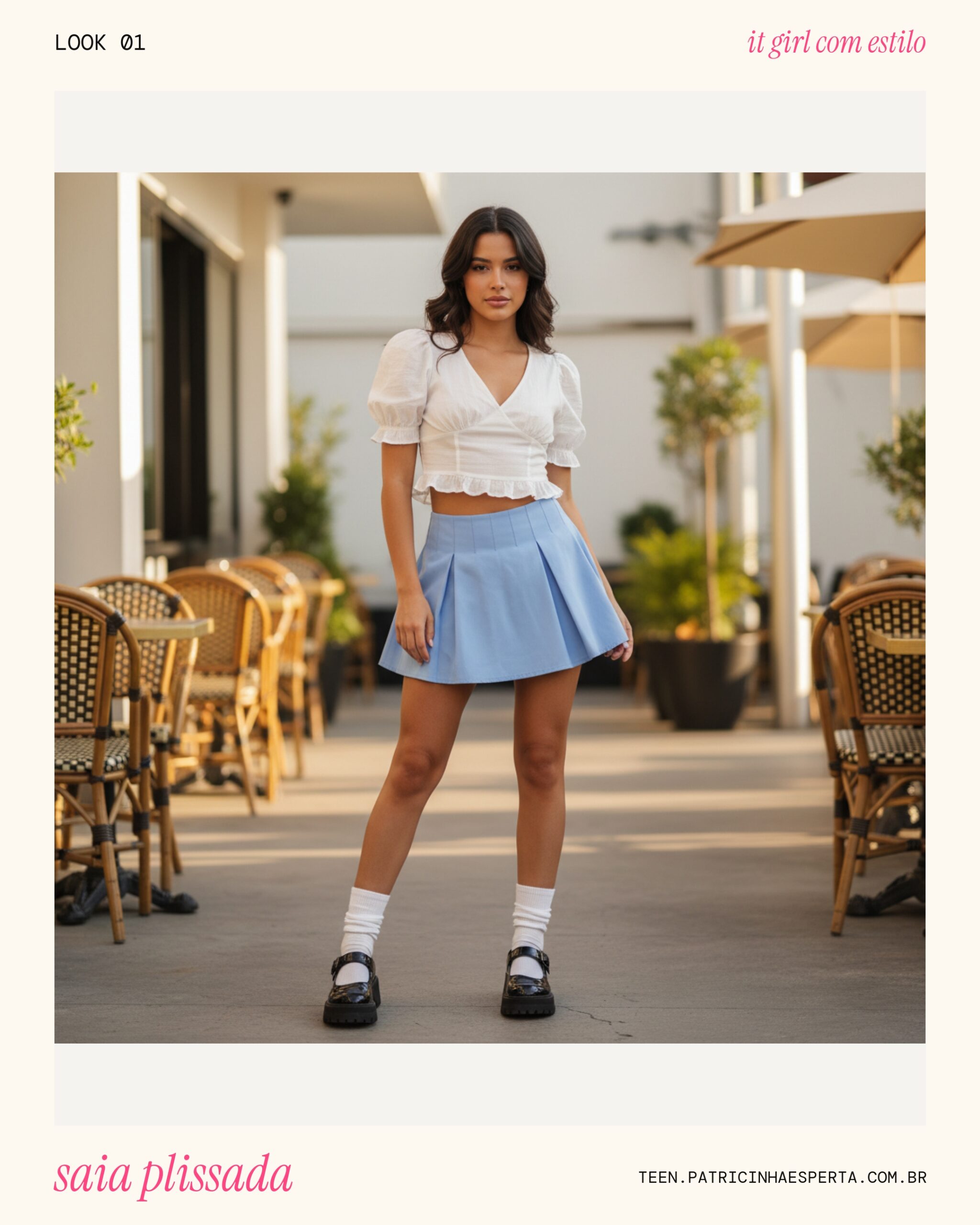 Look 1: Saia Plissada Fresh