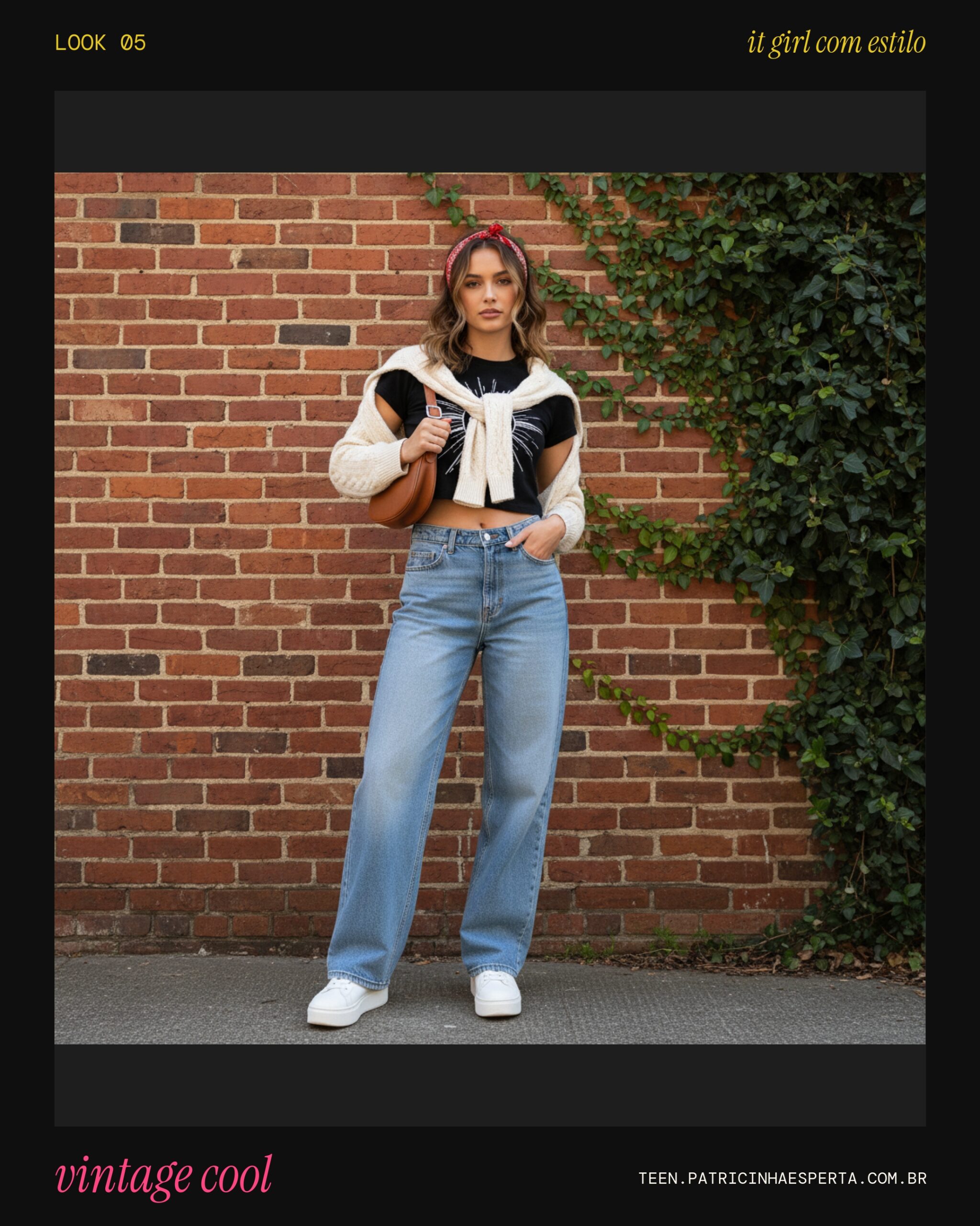 Look 5: Vintage Vibes com Cropped e Jeans