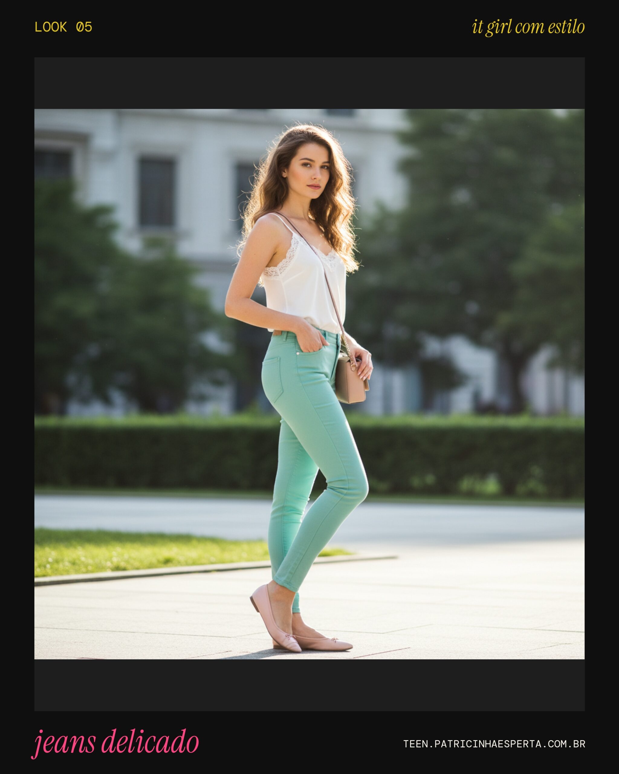 Look 5: Jeans Pastel e Blusa Romântica