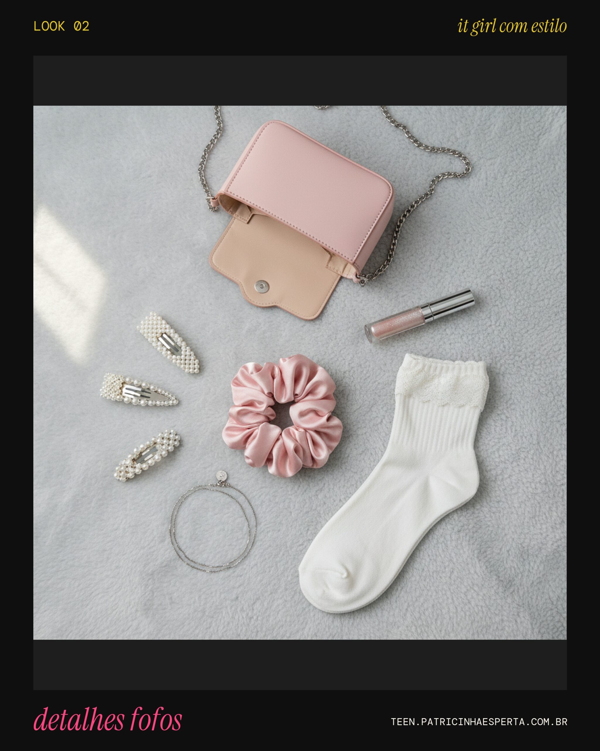 Look 2: Flat lay de acessórios e tons