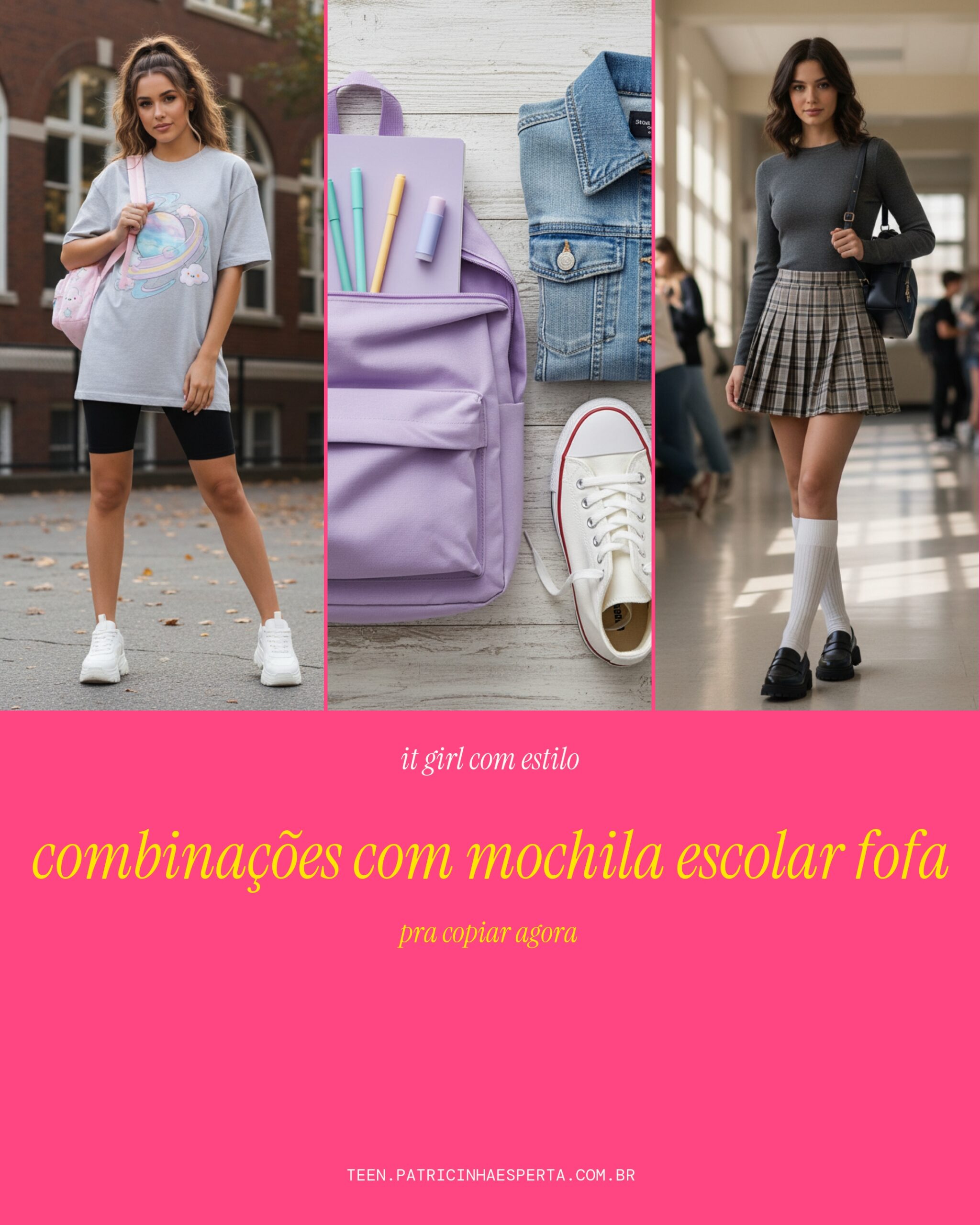 Combinacoes com mochila escolar fofa