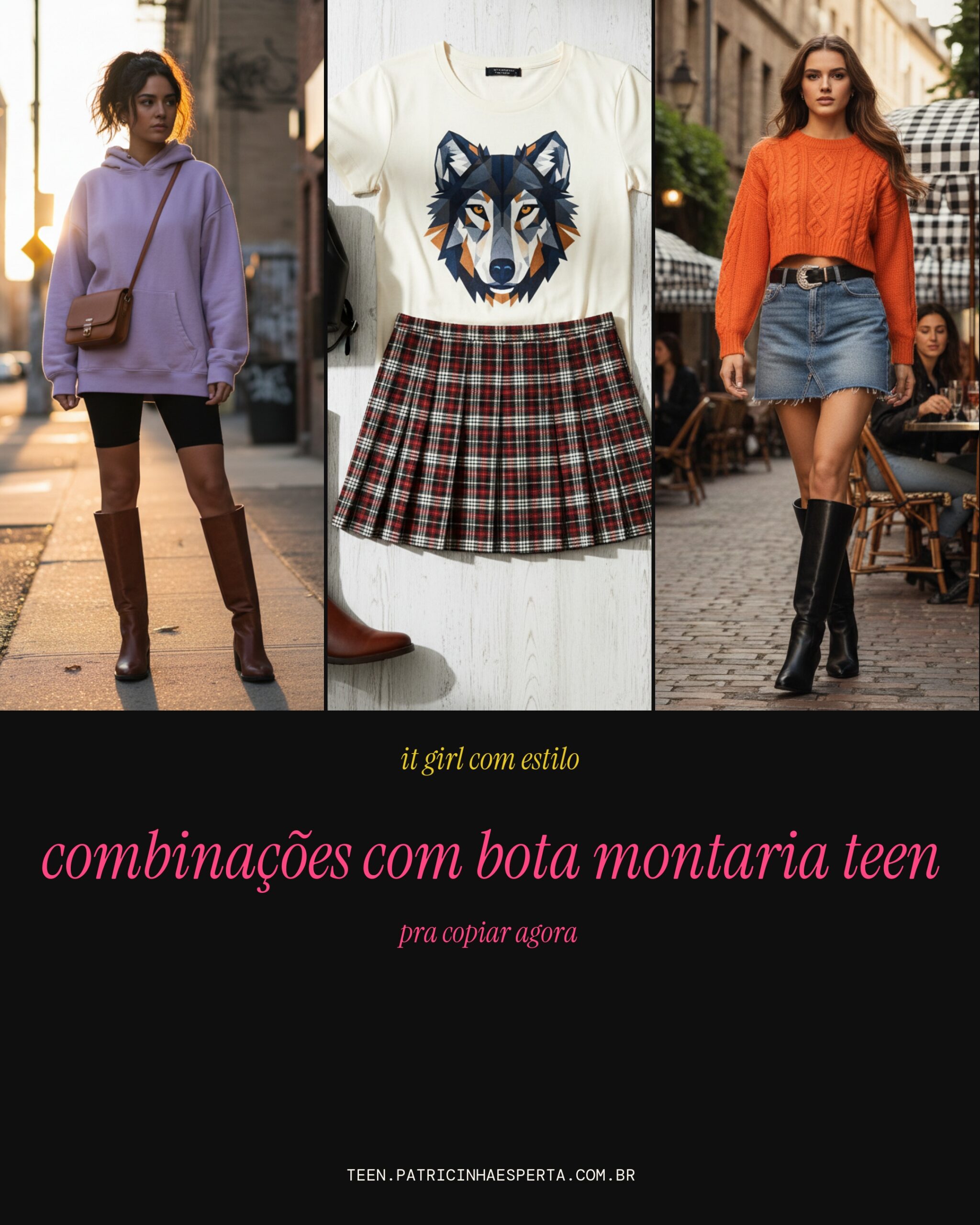 Combinacoes com bota montaria teen