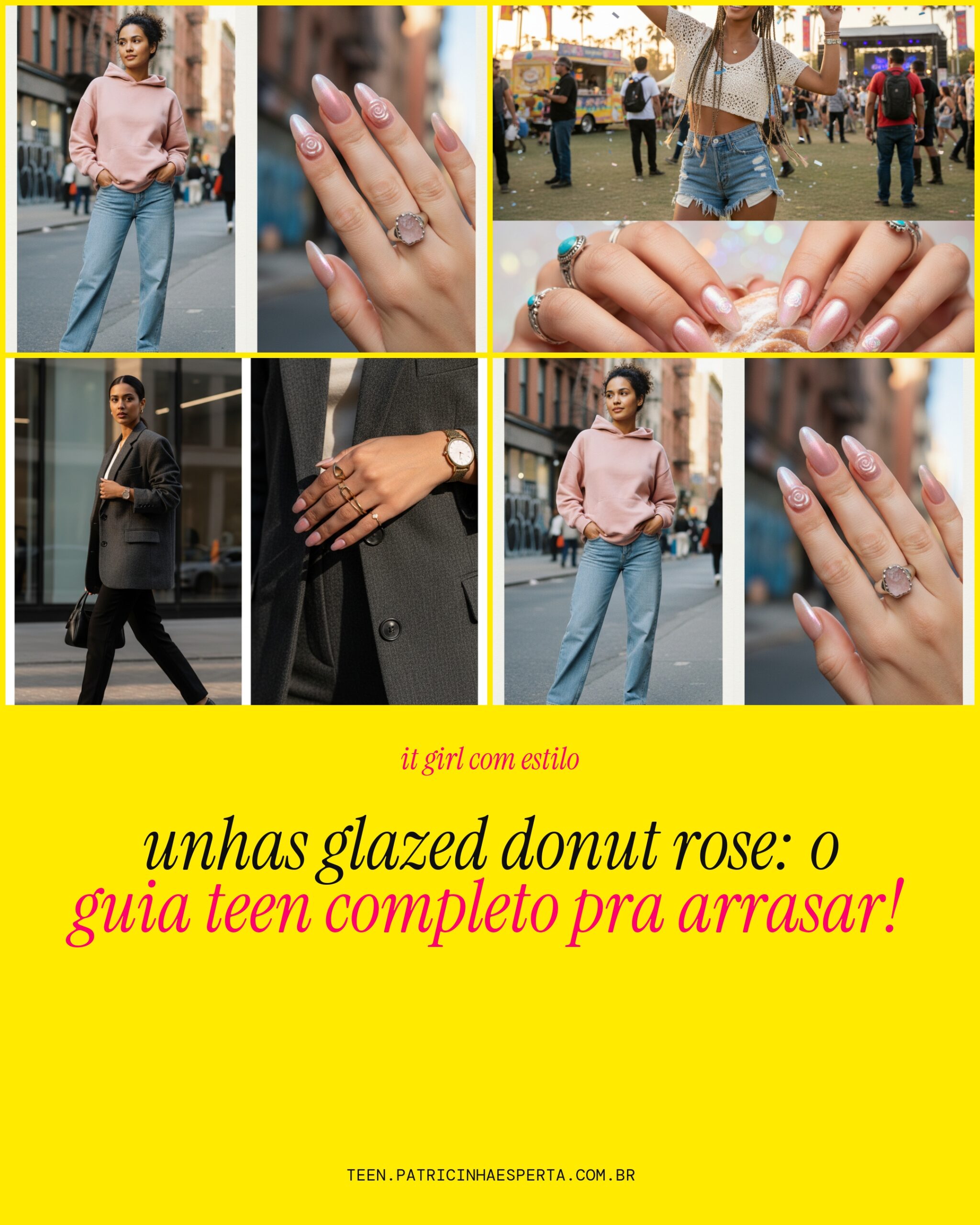 unhas glazed donut rose: guia teen completo