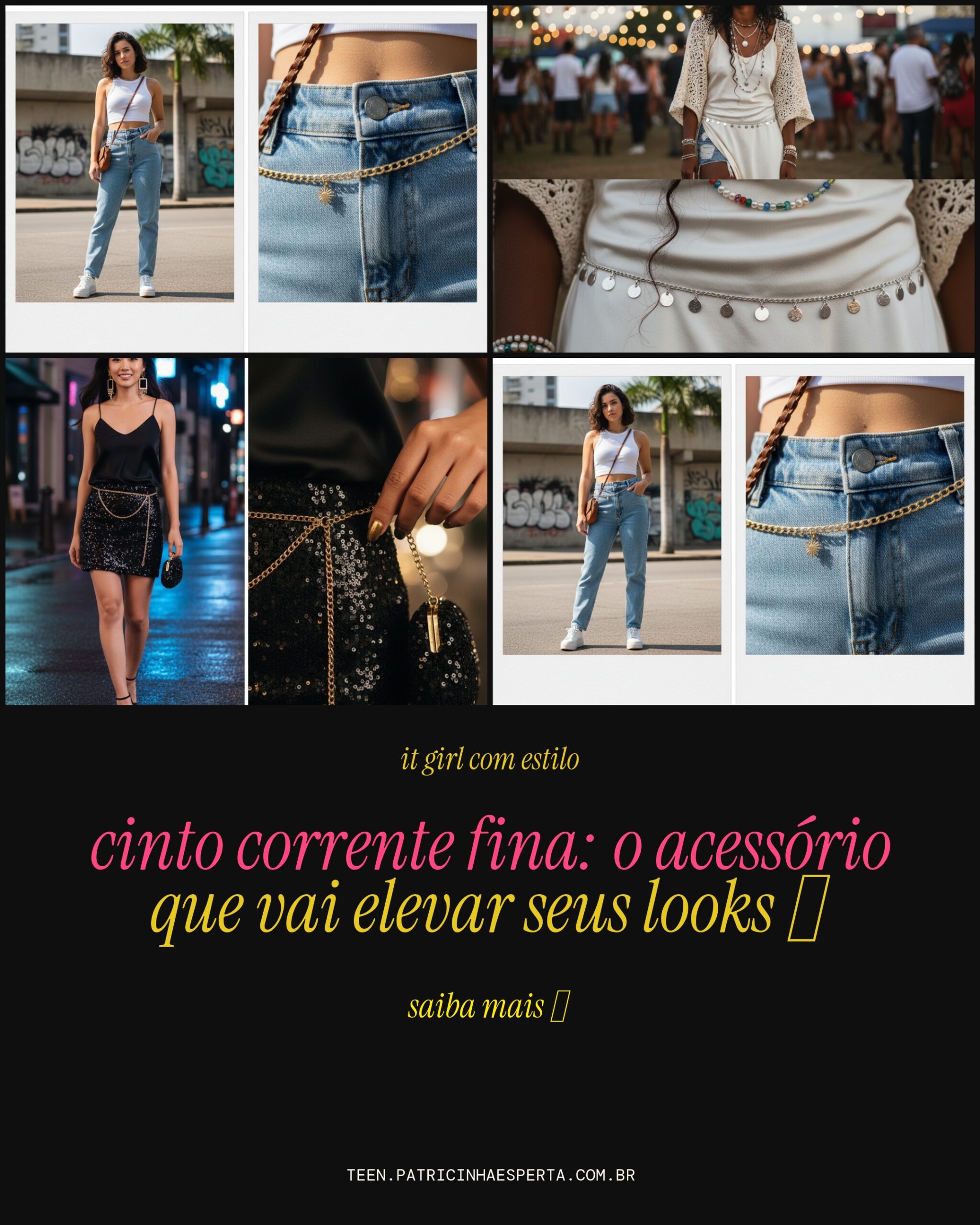 cinto corrente fina: dicas pra arrasar