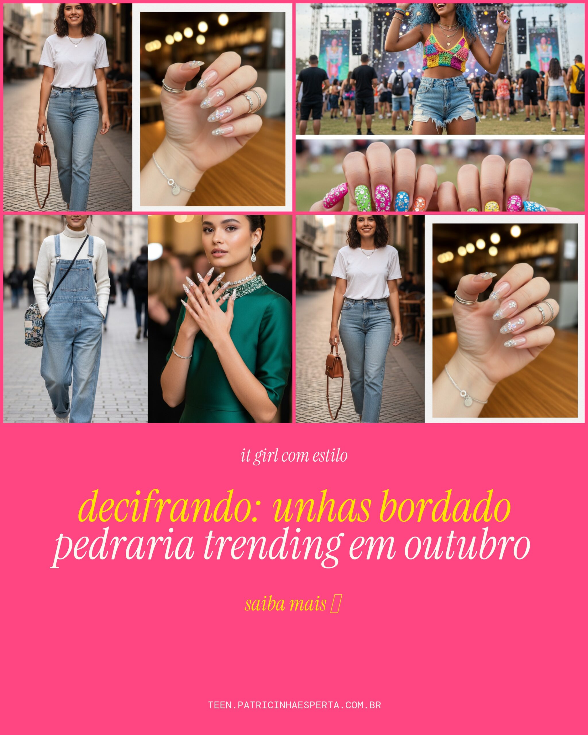 unhas bordado pedraria