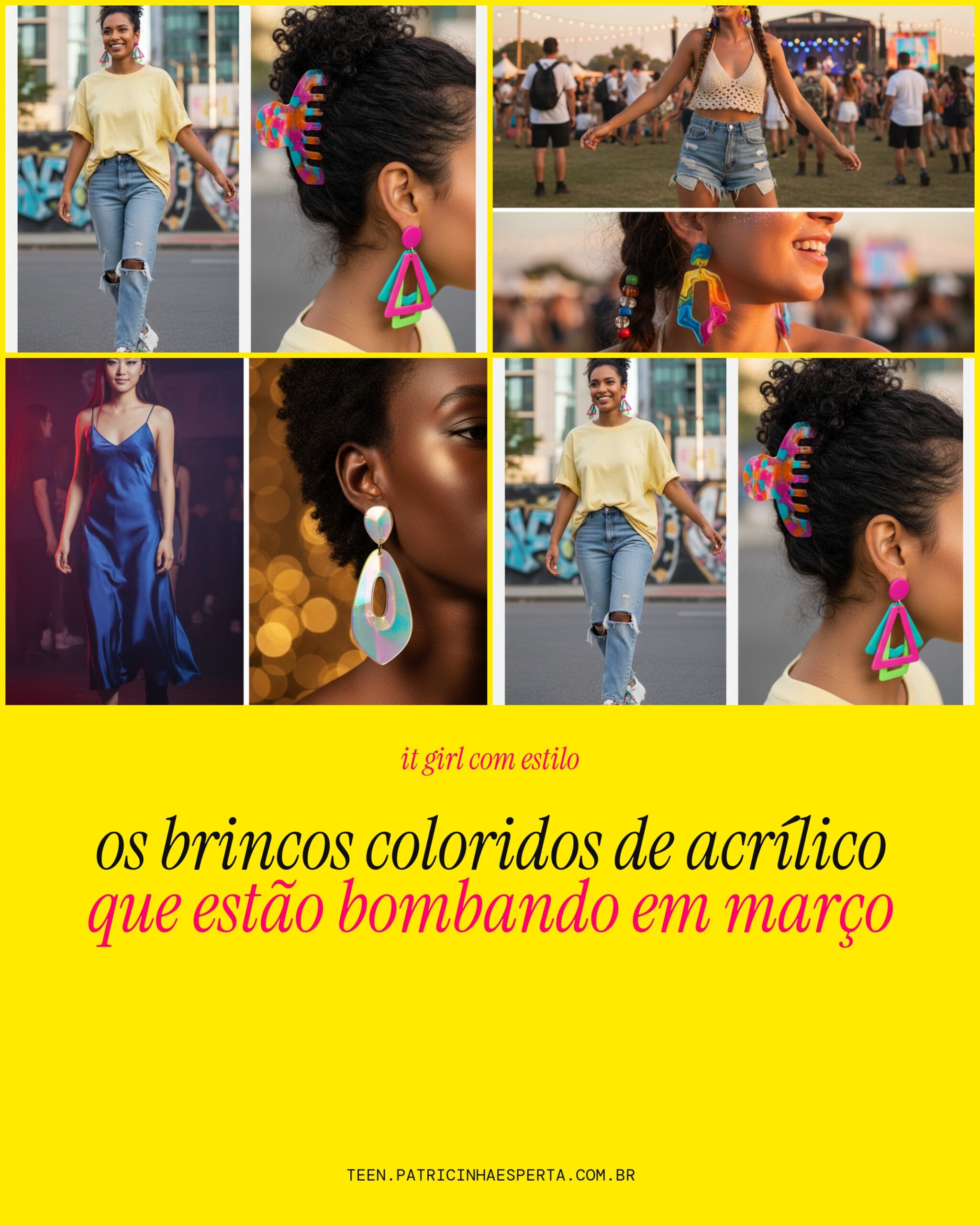 brincos coloridos de acrilico