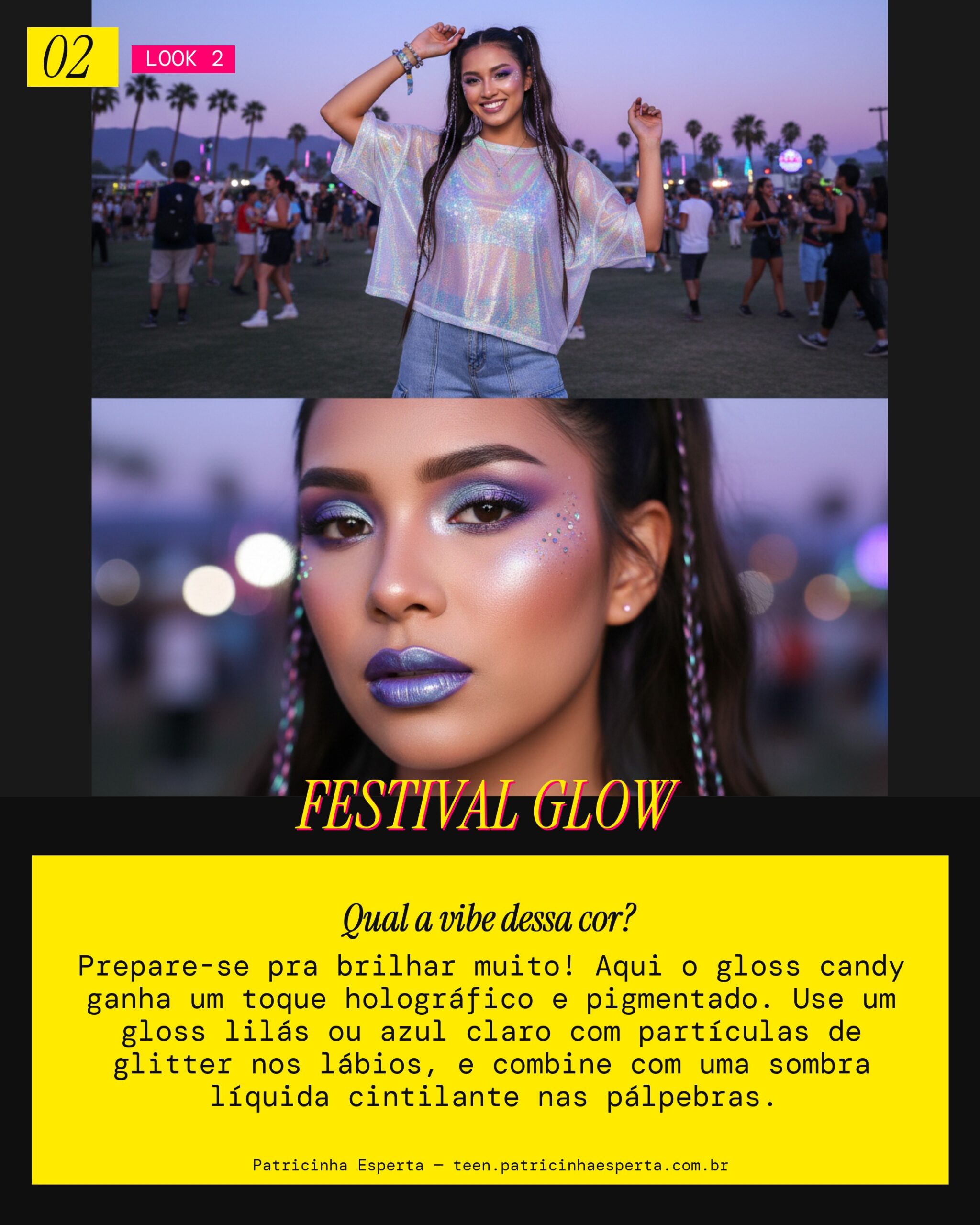 Look 2: Festival Holográfico Y2K