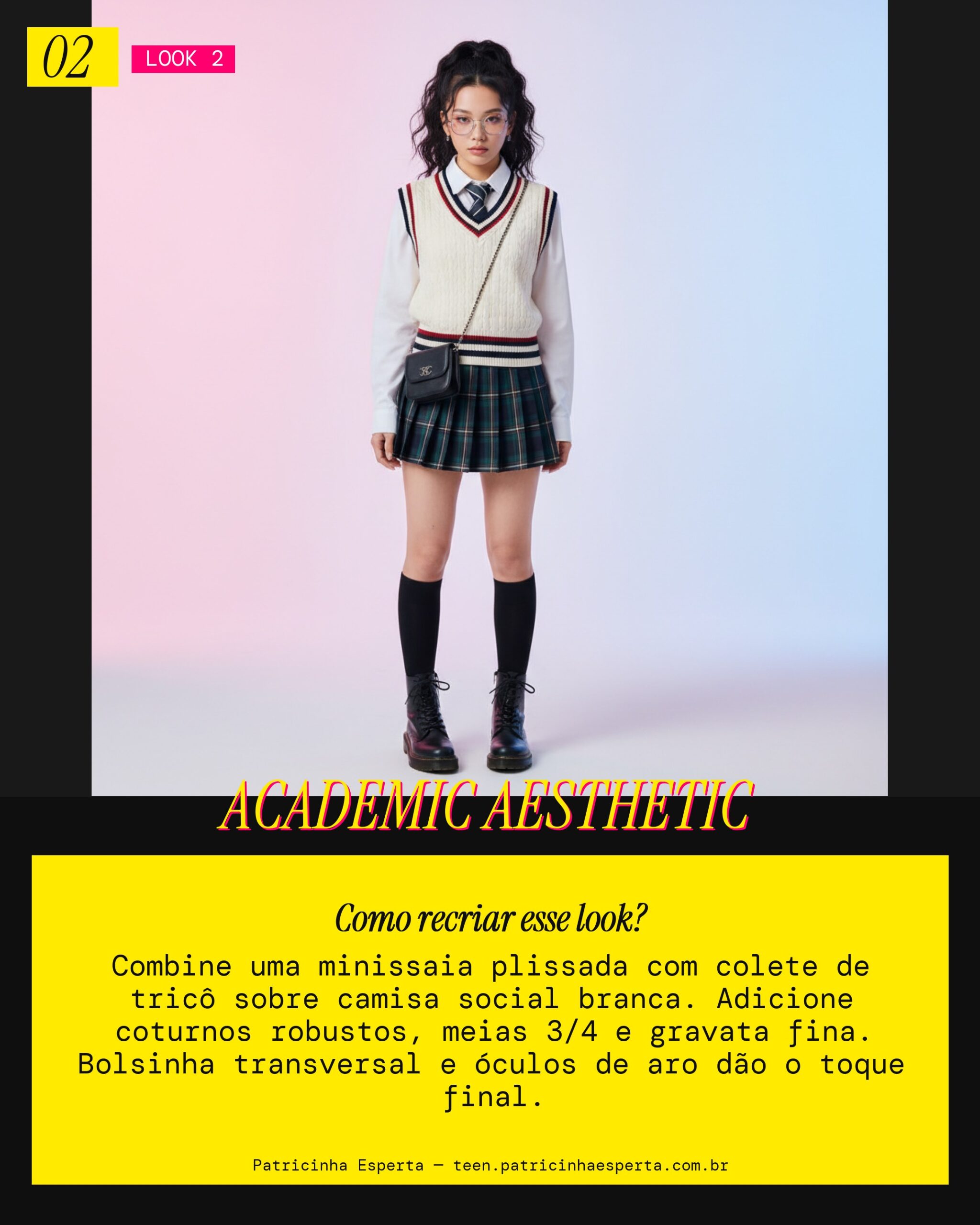 Look 2: Preppy Moderno com Toque Edgy