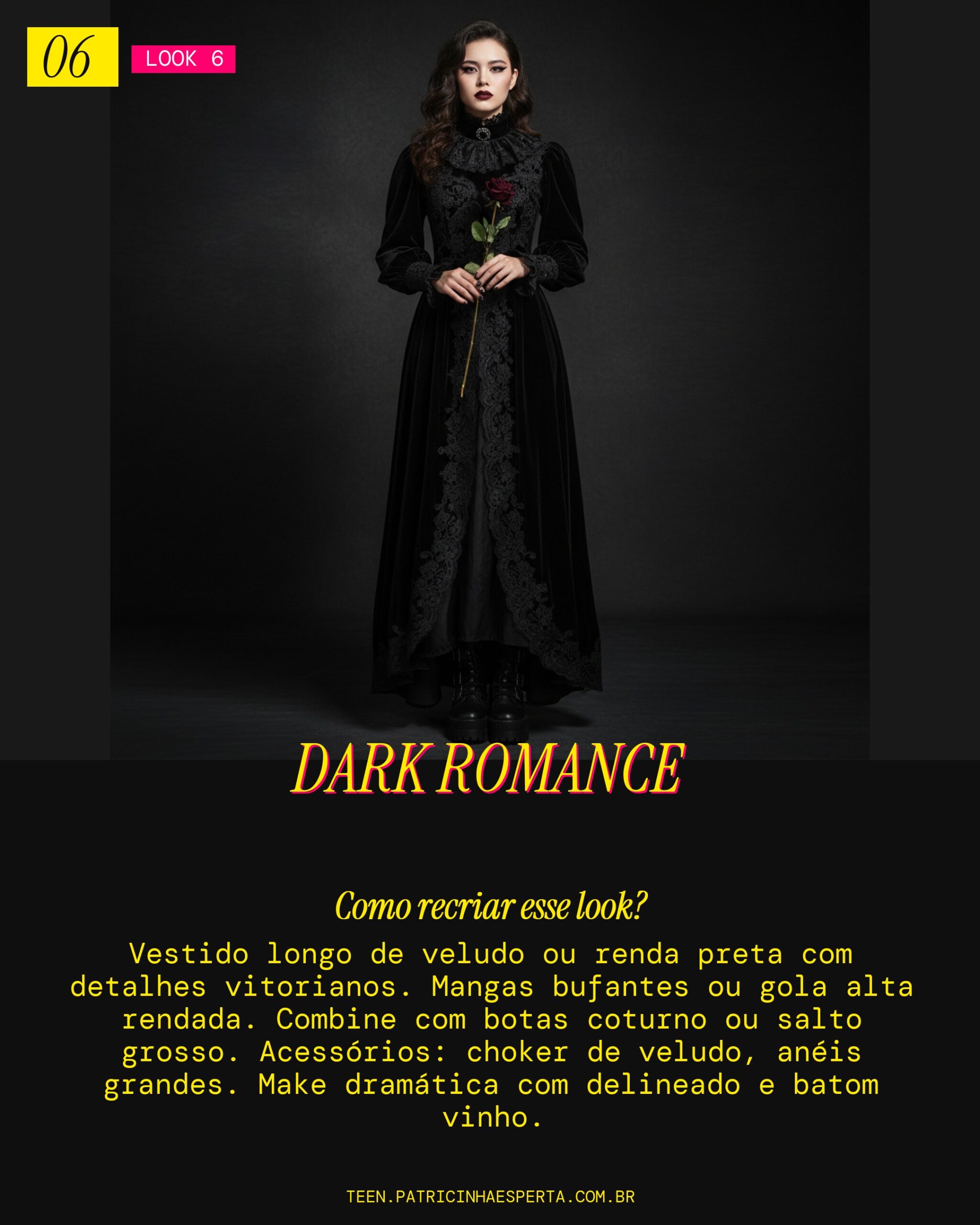 Look 6: Renda e Veludo Dramático