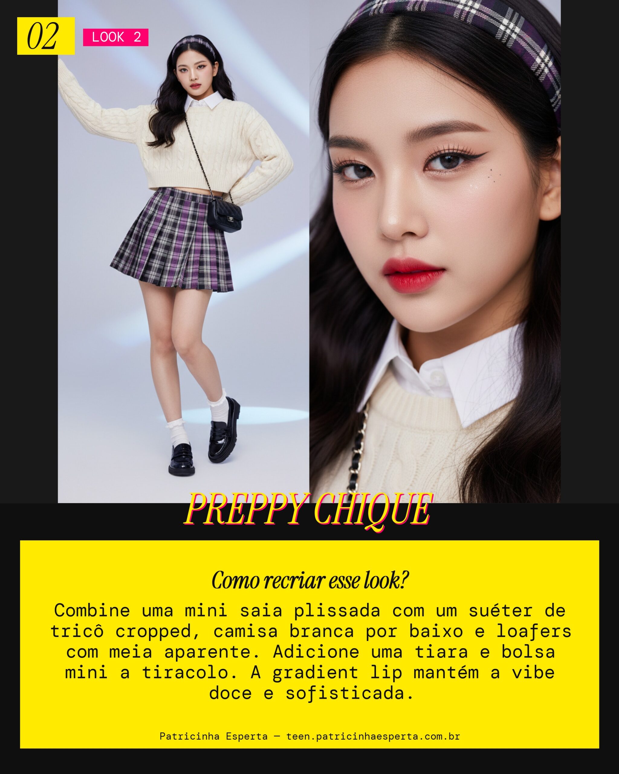 Look 2: Mini Saia Plissada e Charme Preppy