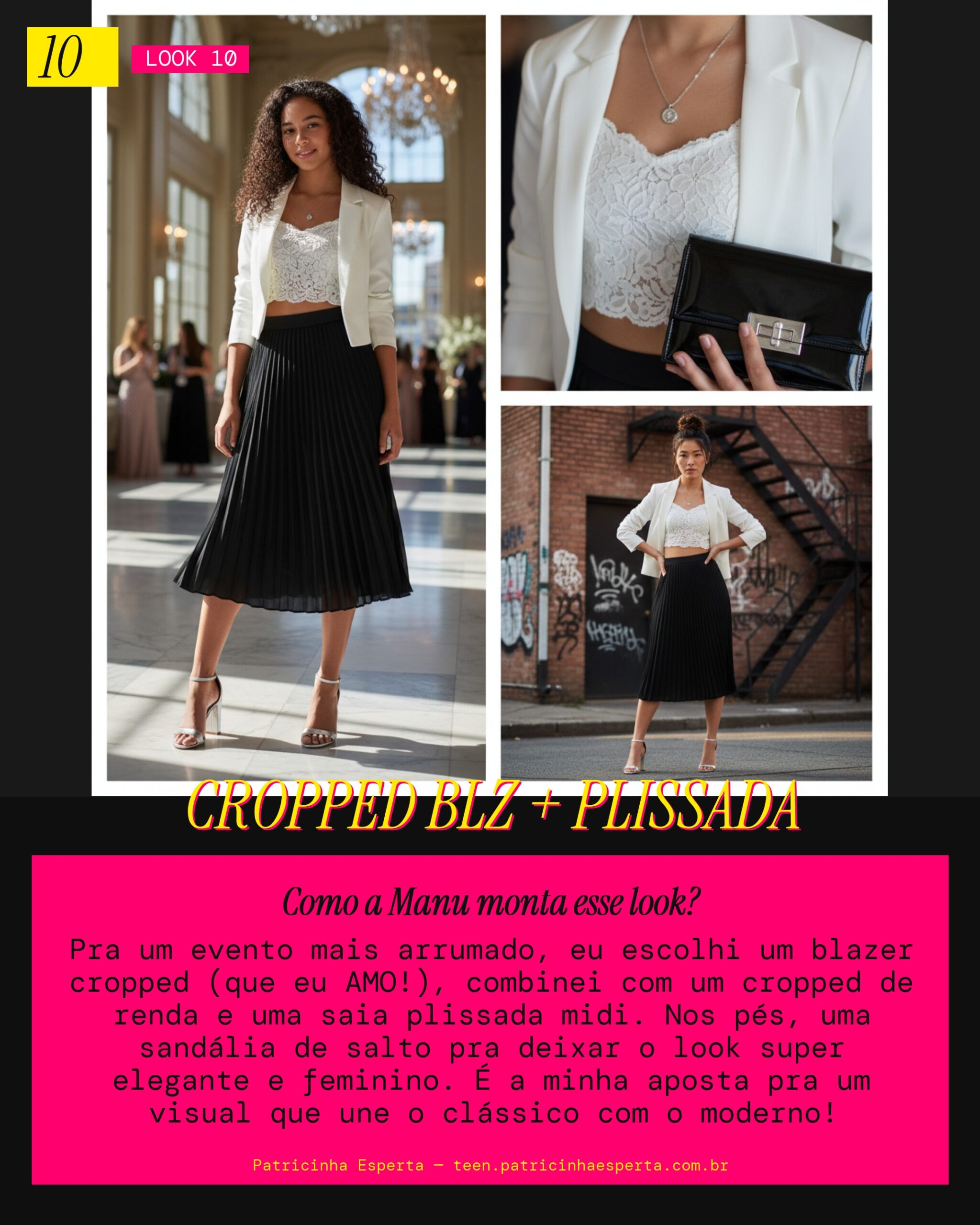 MANU RECOMENDA: Blazer Cropped com Saia Plissada pro Evento