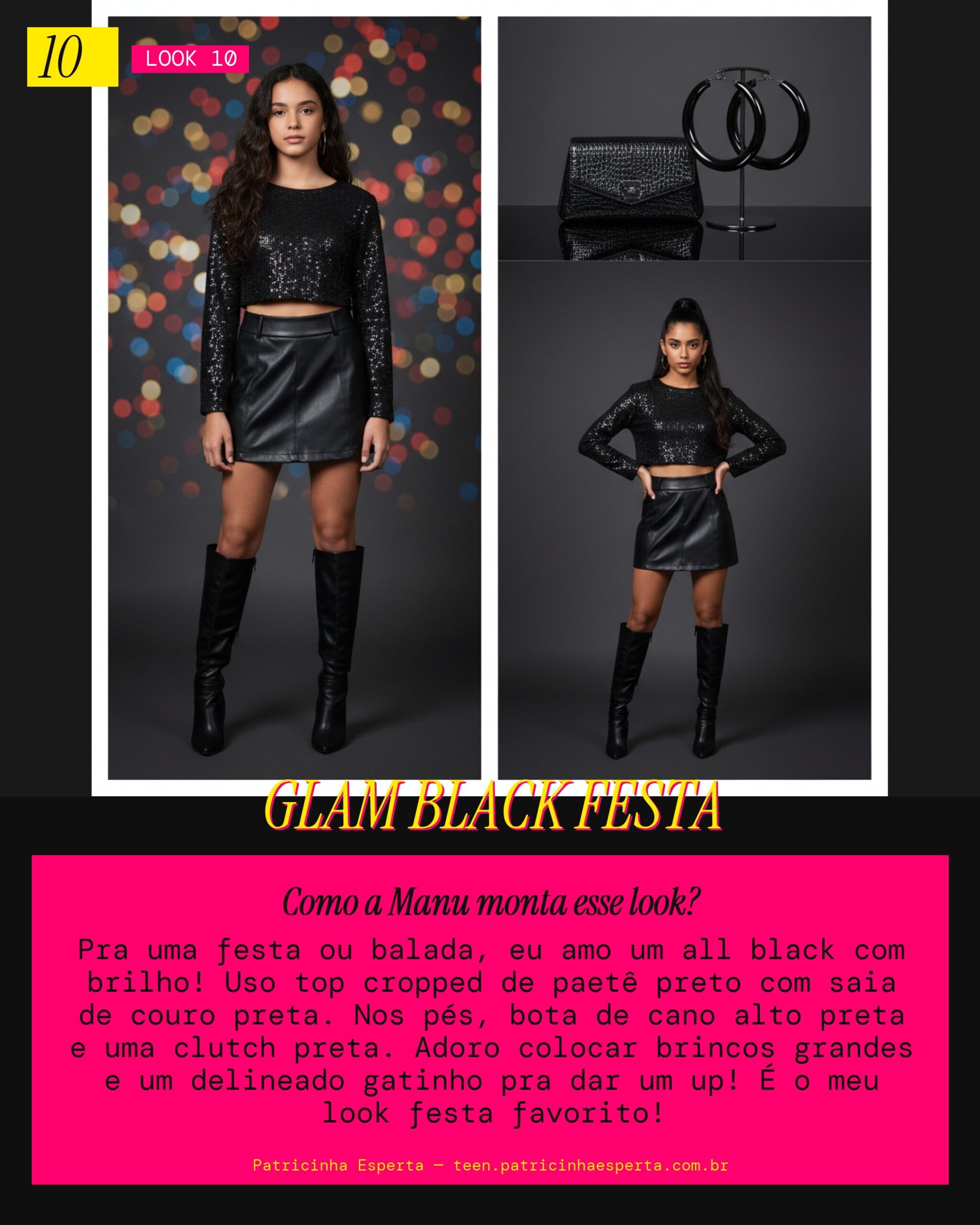 MANU RECOMENDA: All Black com Toque de Brilho pra Festas!