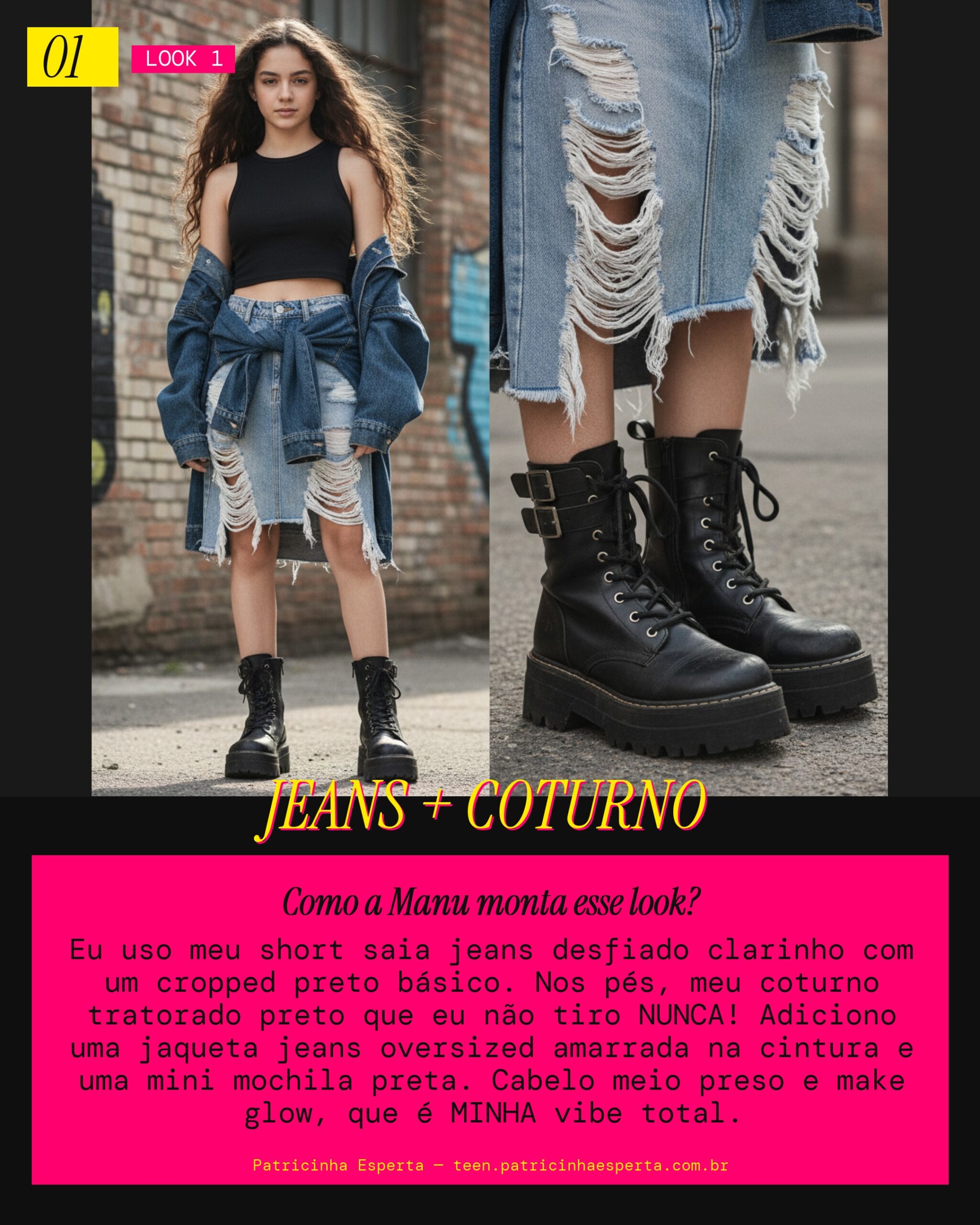 MANU RECOMENDA: Short Saia Jeans com Coturno Pra Qualquer Dia