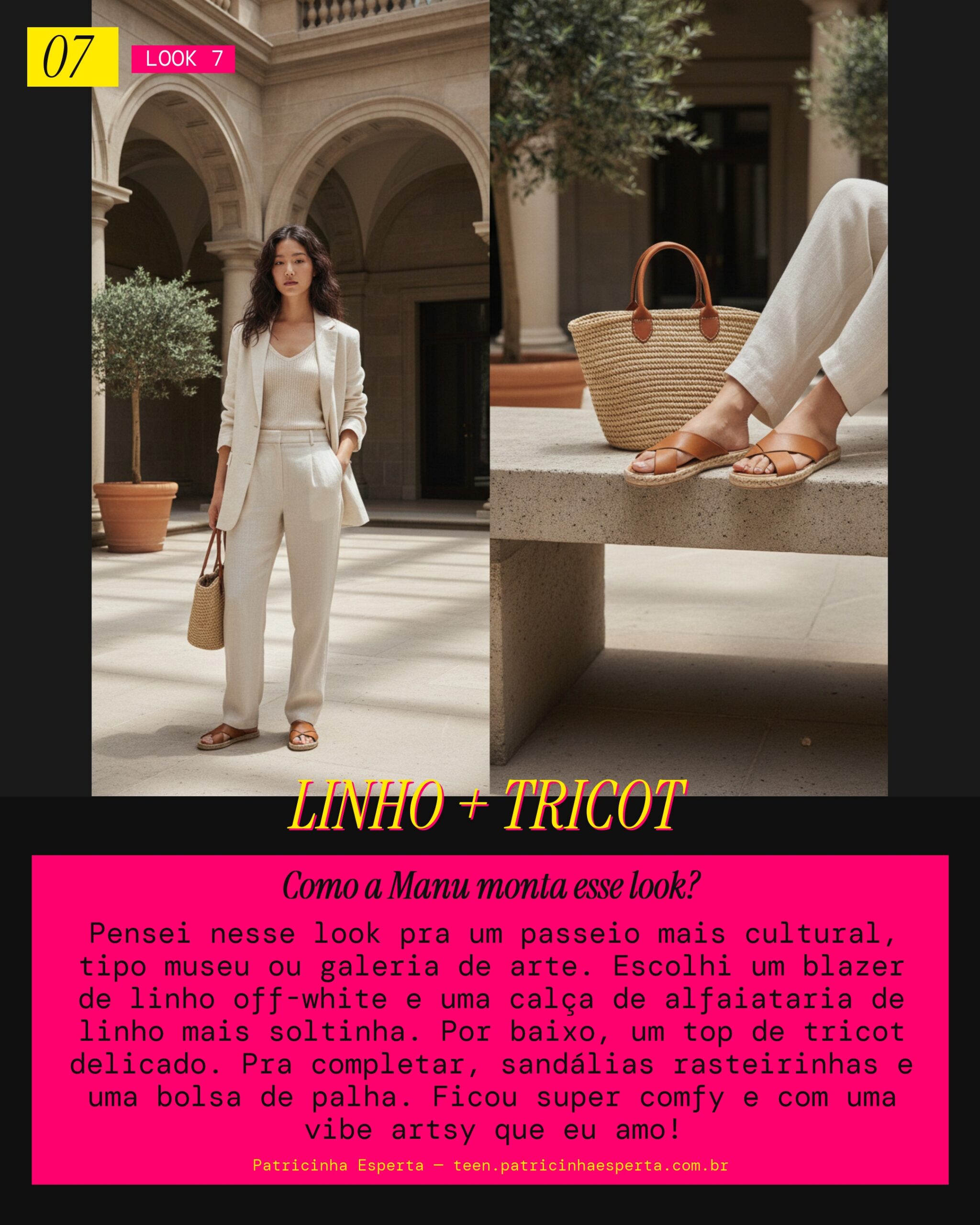 MANU RECOMENDA: Alfaiataria de Linho e Top de Tricot pra um Passeio no Museu