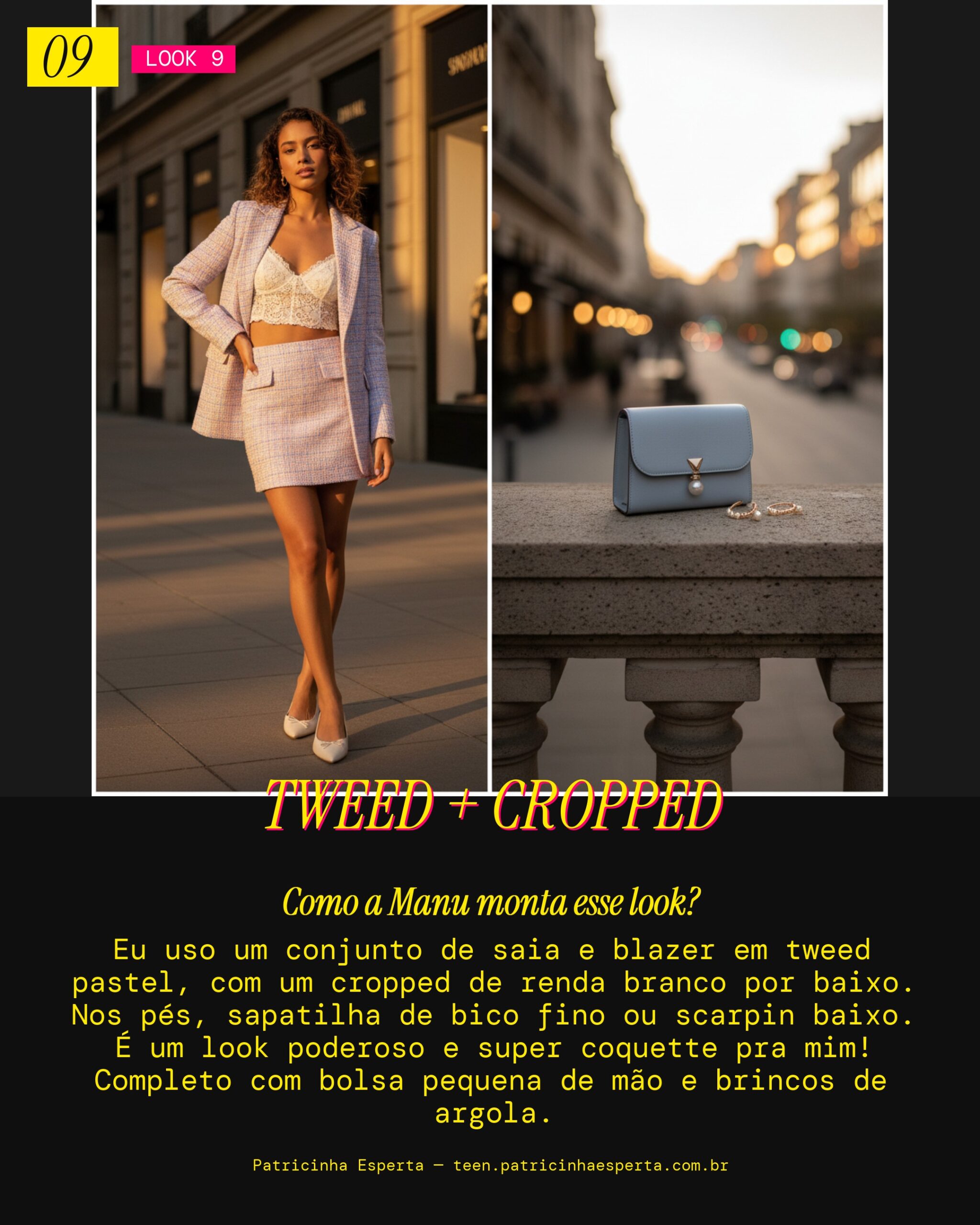 MANU RECOMENDA: Conjunto Tweed Pastel Com Cropped: O Poder Da Coquette!