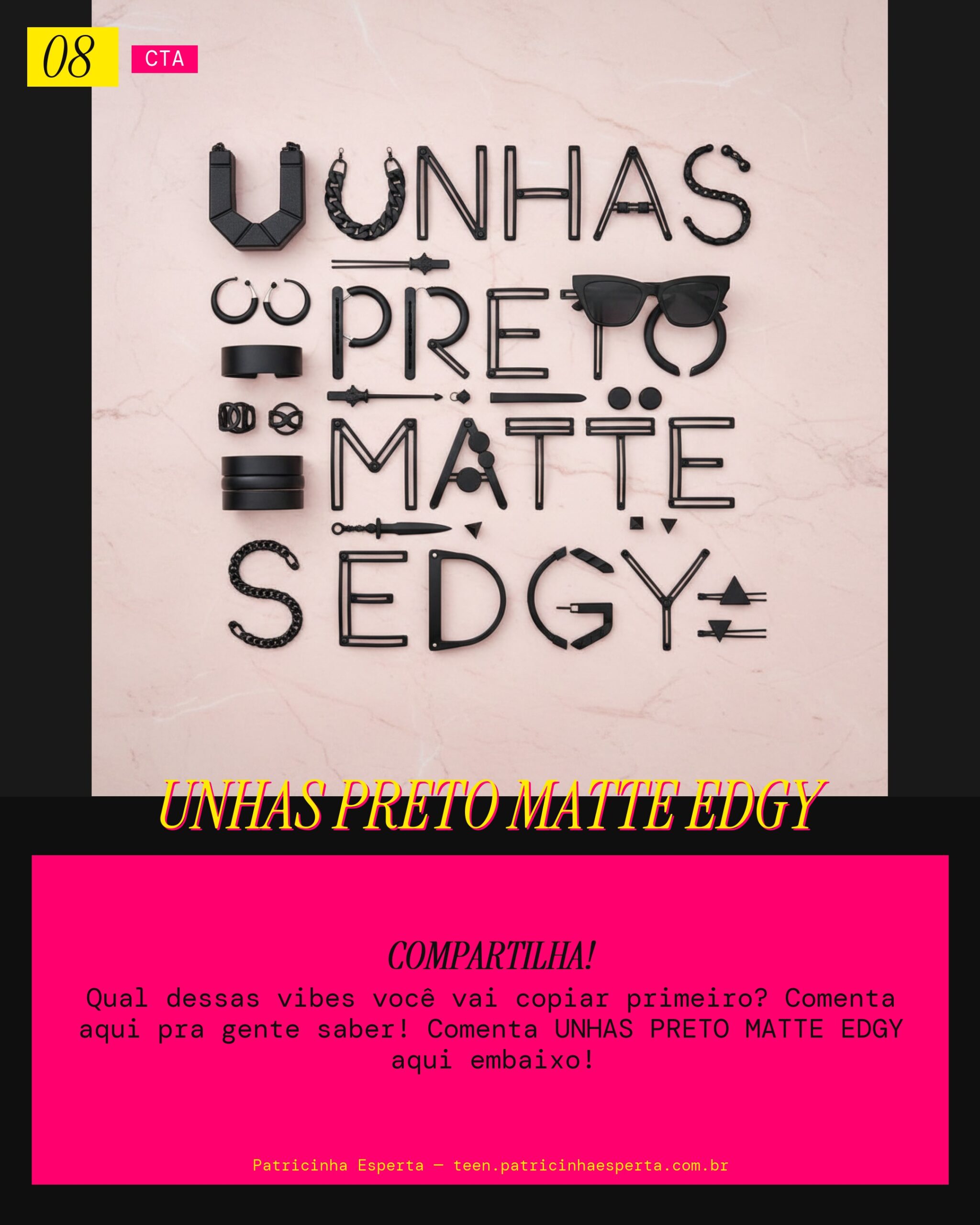 Unhas Preto Matte Edgy